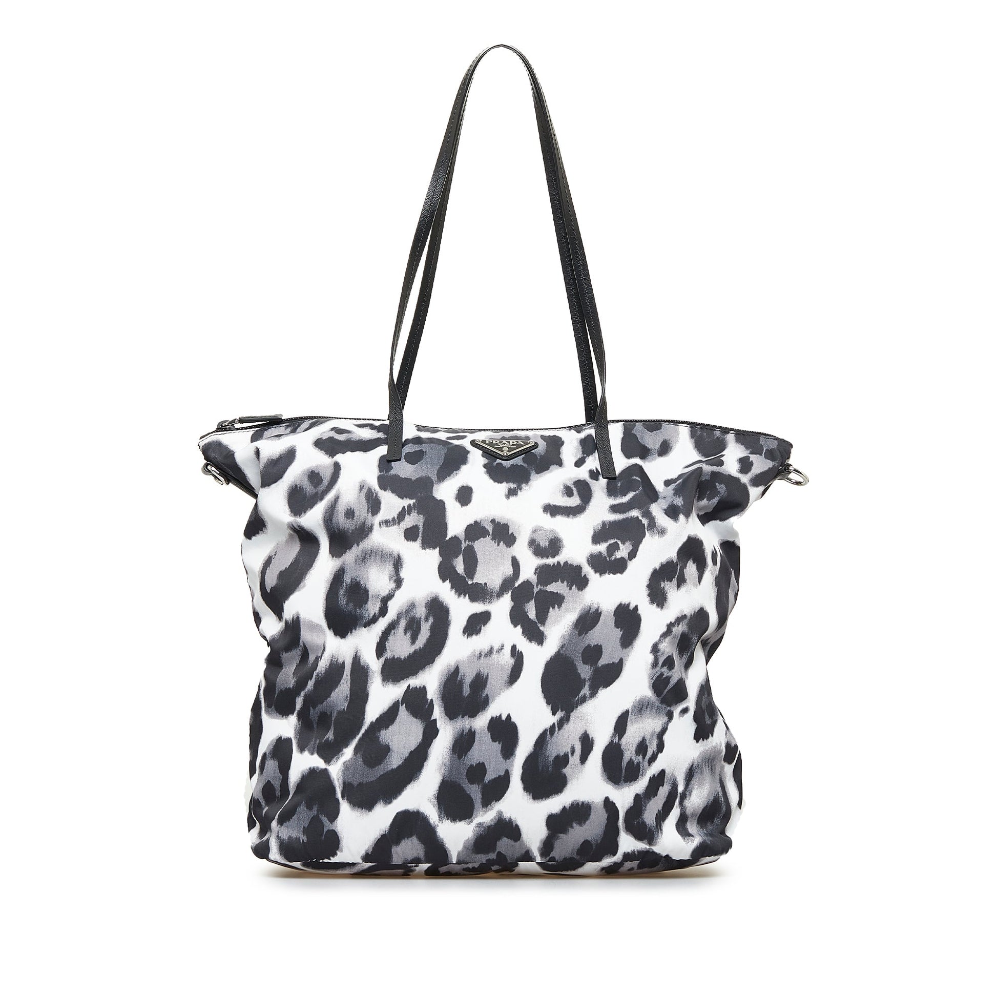 Prada Tessuto Shopper Printed Tote Bag Canvas Nylon Black