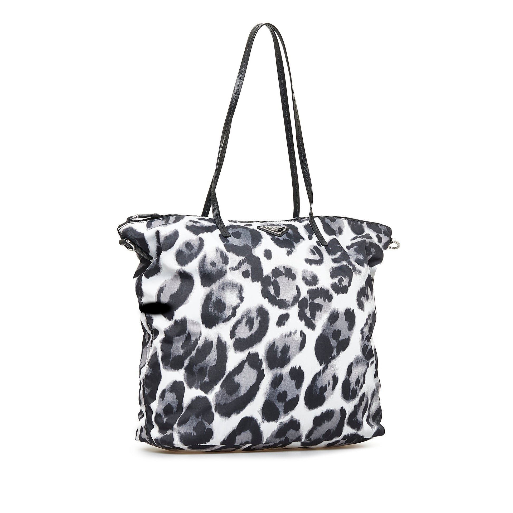 Prada Tessuto Shopper Printed Tote Bag Canvas Nylon Black