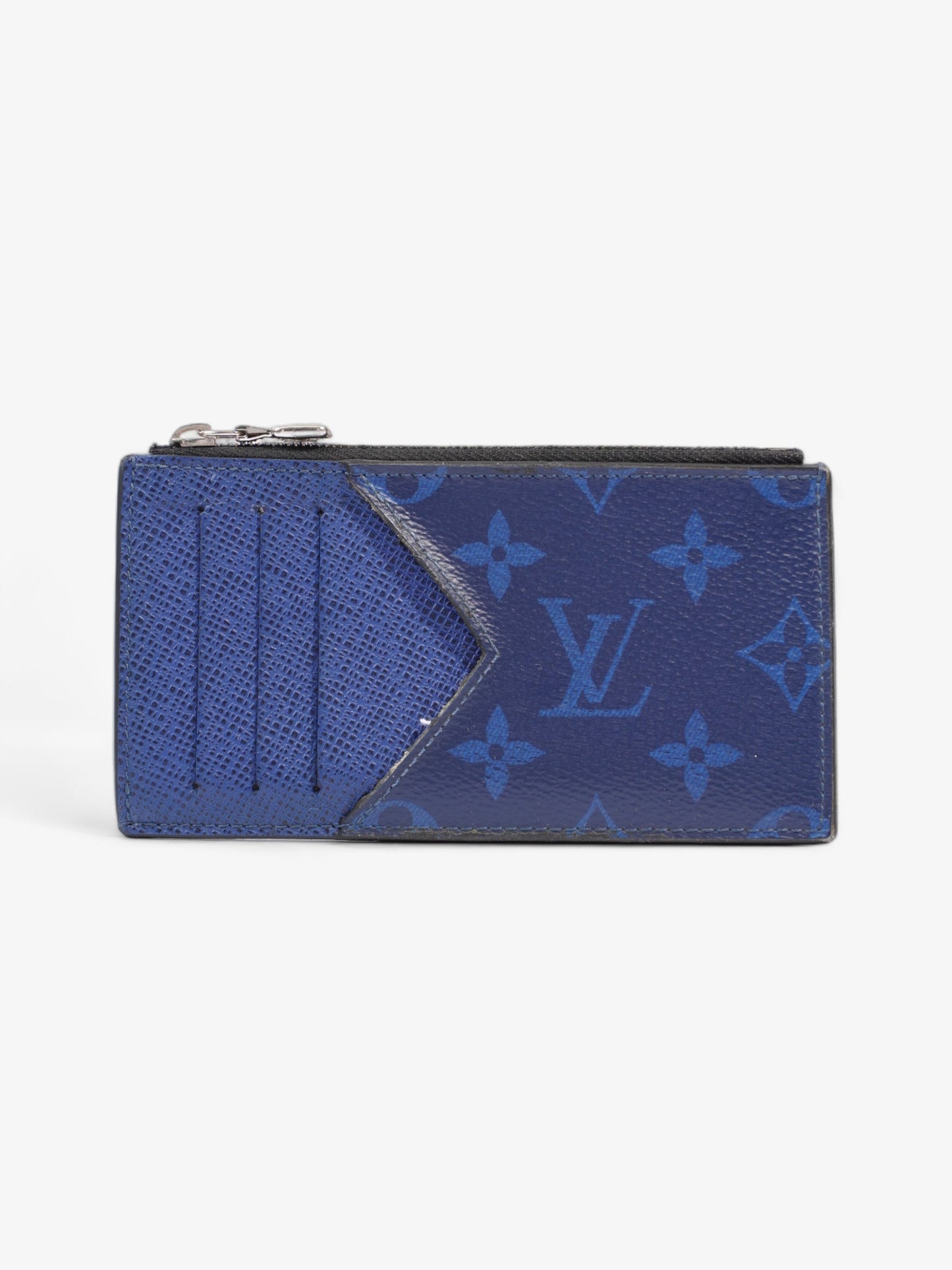 Louis Vuitton Coin Card Holder Navy Leather Blue Wallet Case