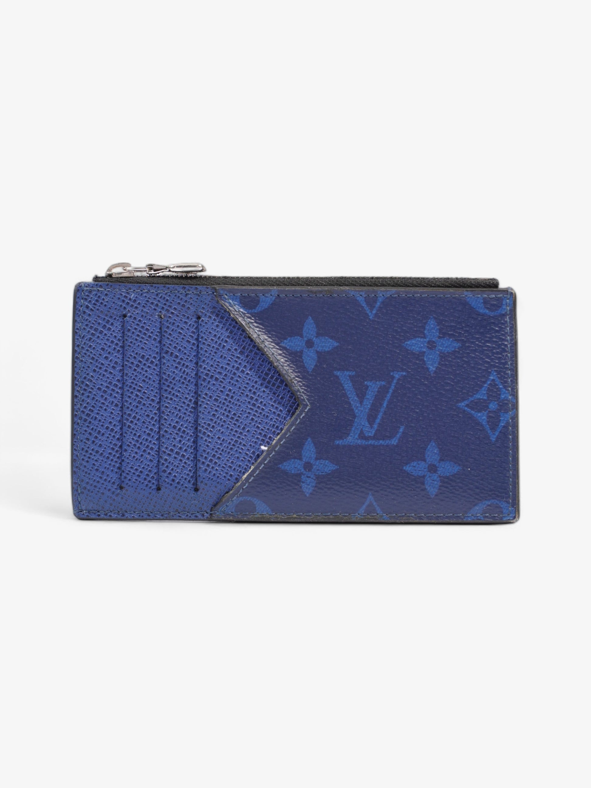 Louis Vuitton Coin Card Holder Navy Leather Blue Wallet Case