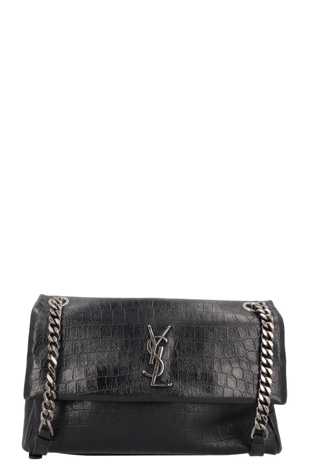 YSL Saint Laurent Crossbody Bag West Hollywood Crossbody Bag Croc Black Medium Embossed