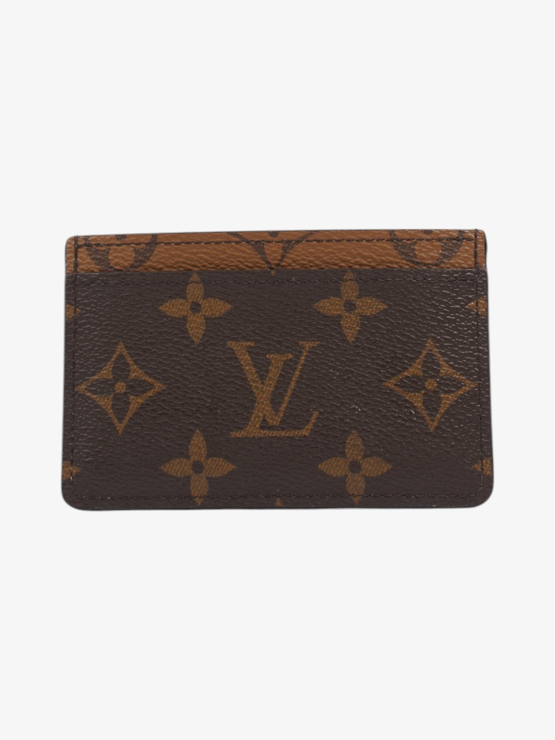 Louis Vuitton Card holder Coated Monogram Canvas Coated Canvas Brown Wallet Case
