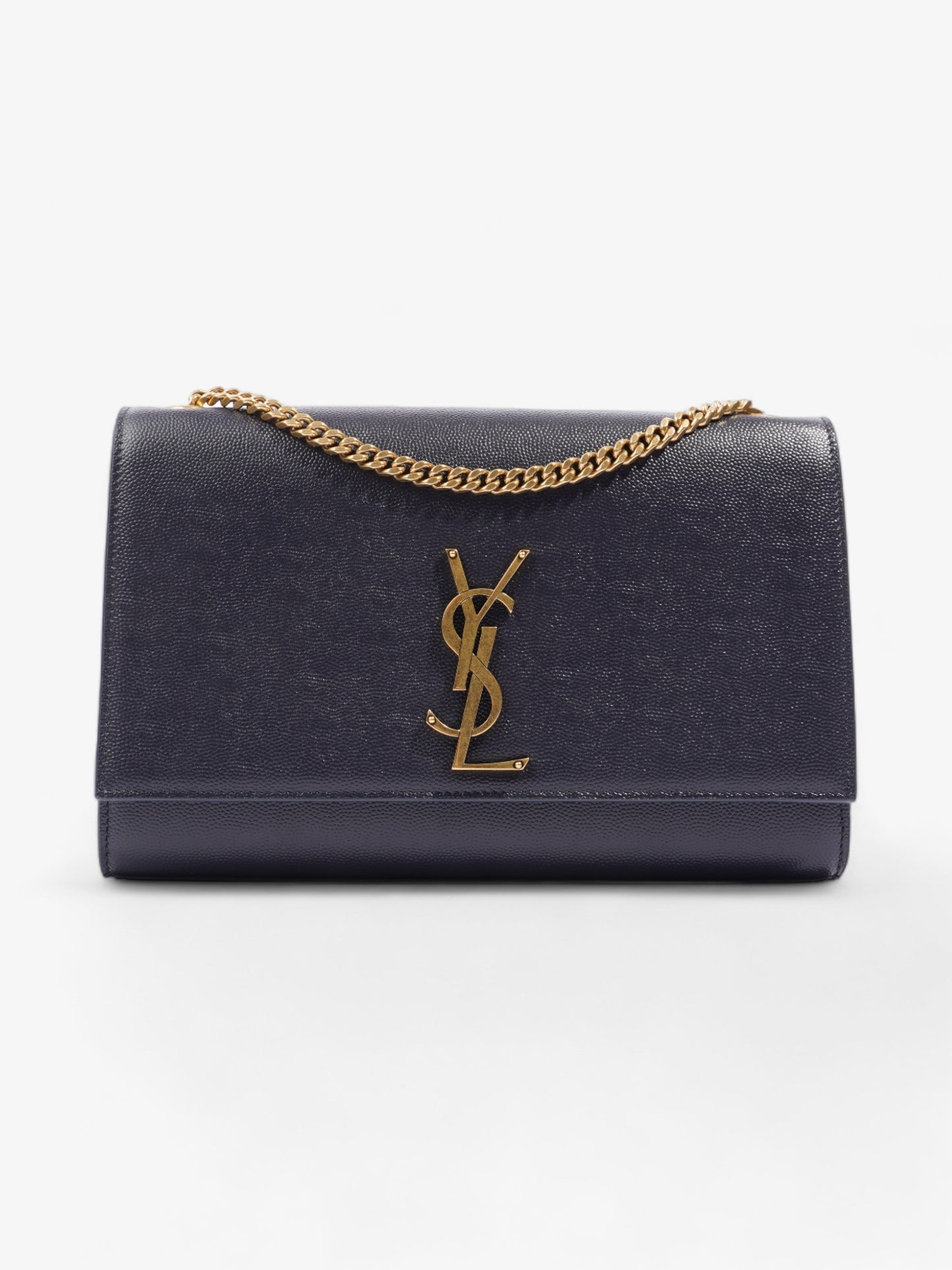 YSL Saint Laurent Kate Shoulder Bag Leather Blue Navy