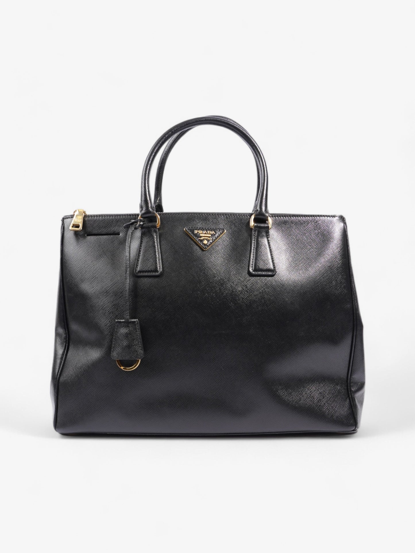 Prada Galleria Double Tote Leather Saffiano Black Shoulder Bag