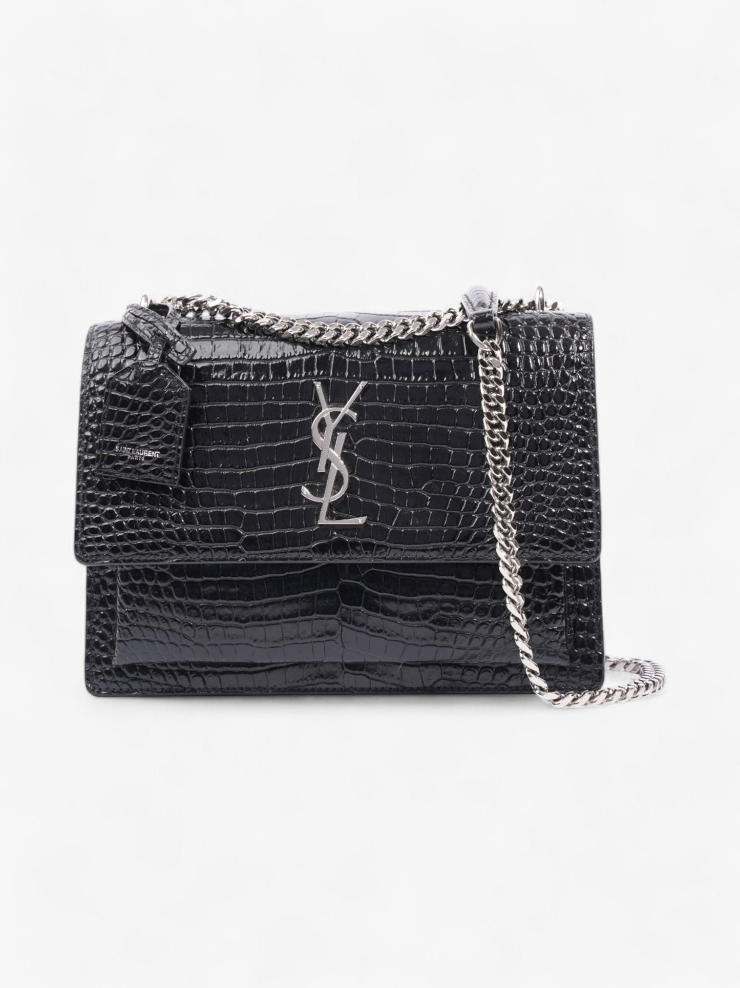 YSL Saint Laurent Sunset Shoulder Bag Leather Black Medium Leather Medium 4