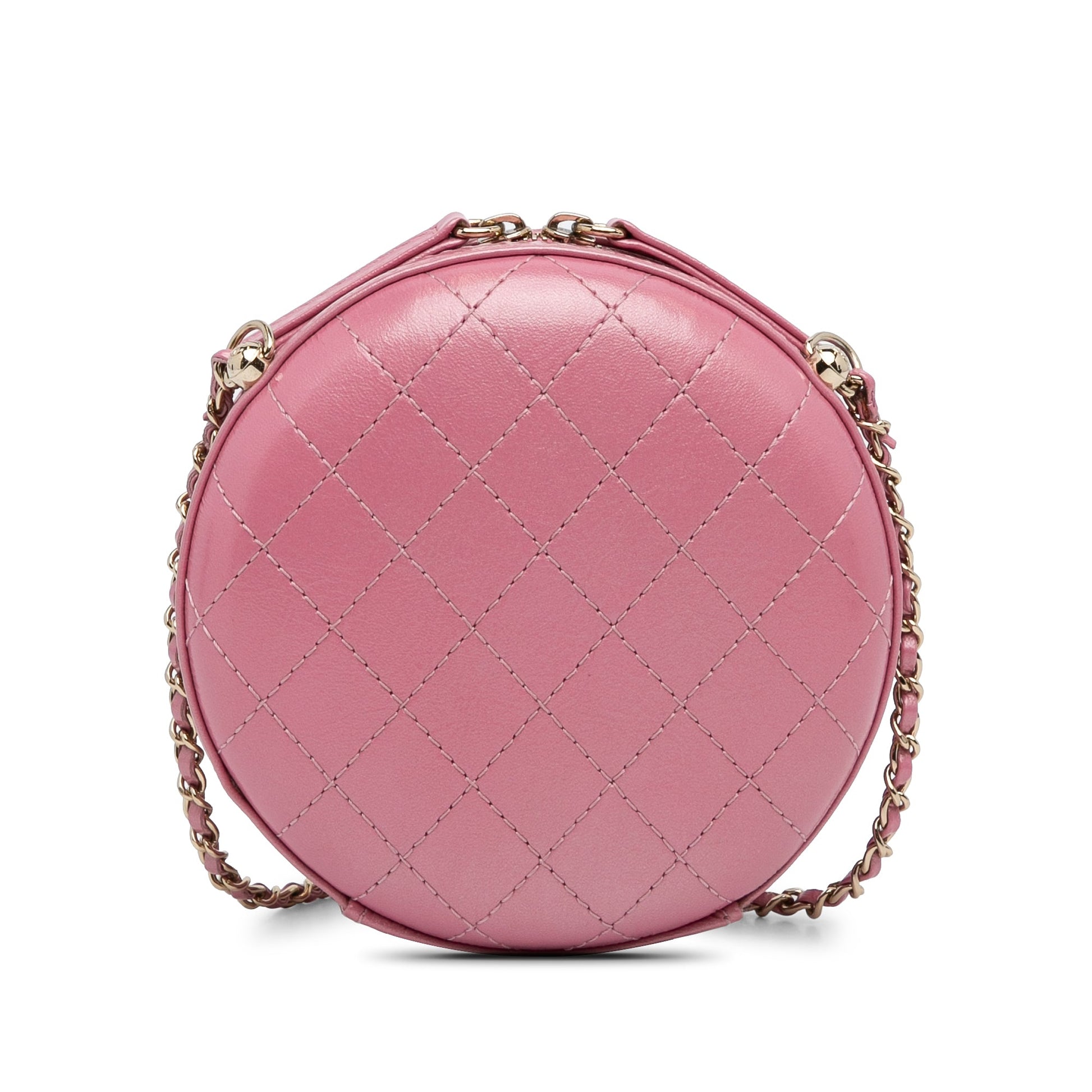 Pink Chanel Lambskin CC Round Chain Crossbody