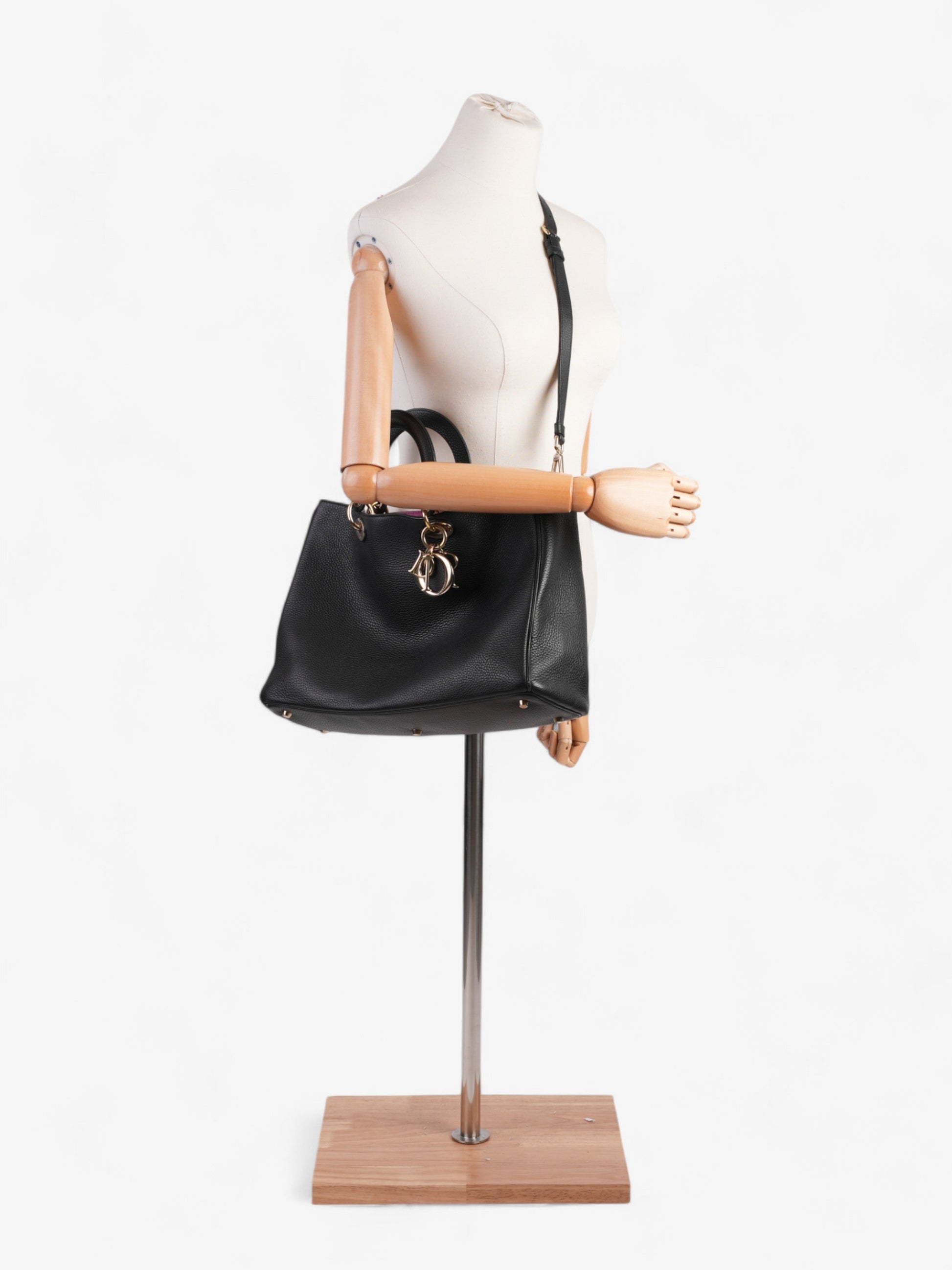 Dior Christian issimo Satchel Calfskin Leather Black Large Satchel Bag
