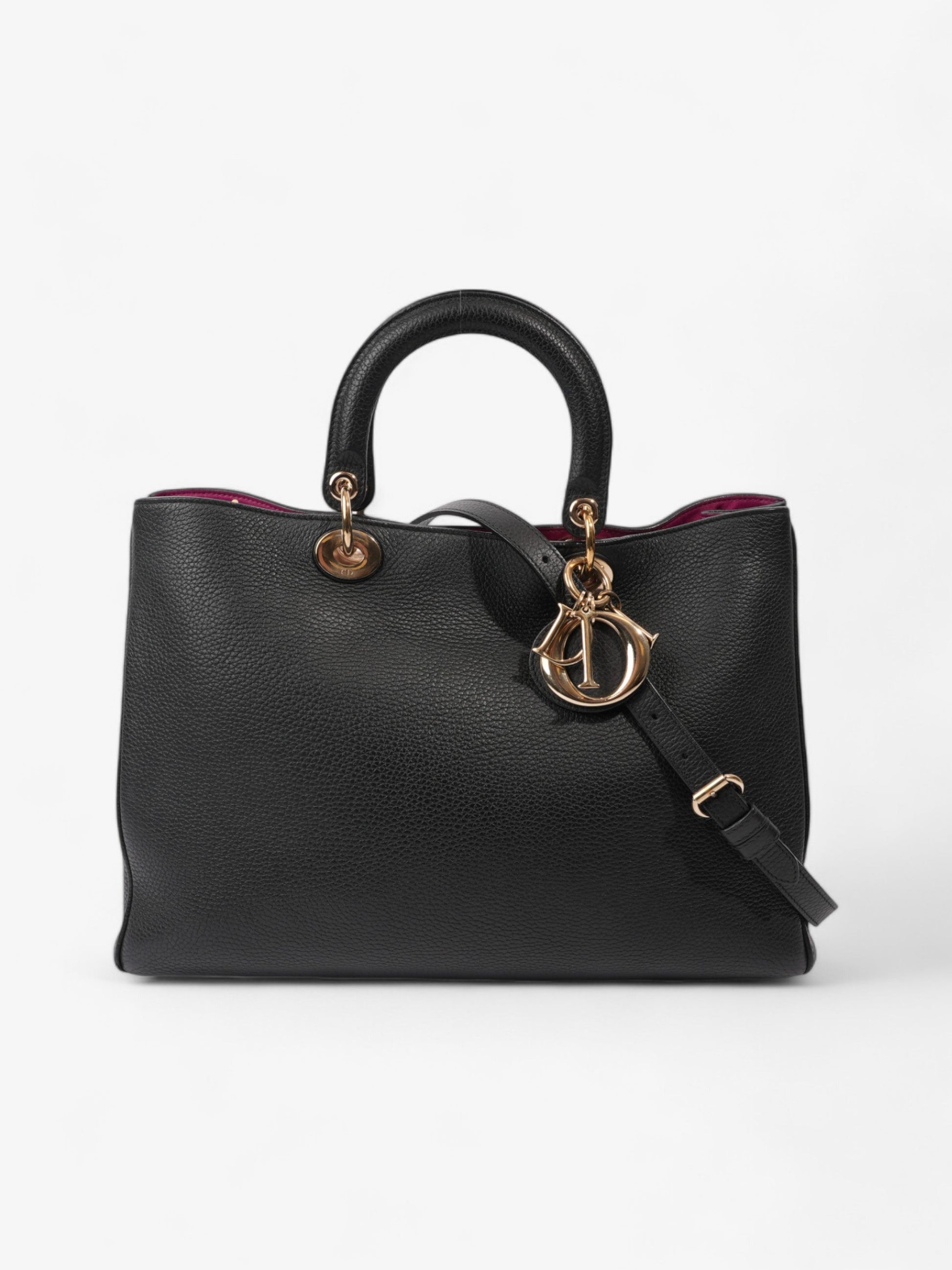 Dior Christian issimo Satchel Calfskin Leather Black Large Satchel Bag