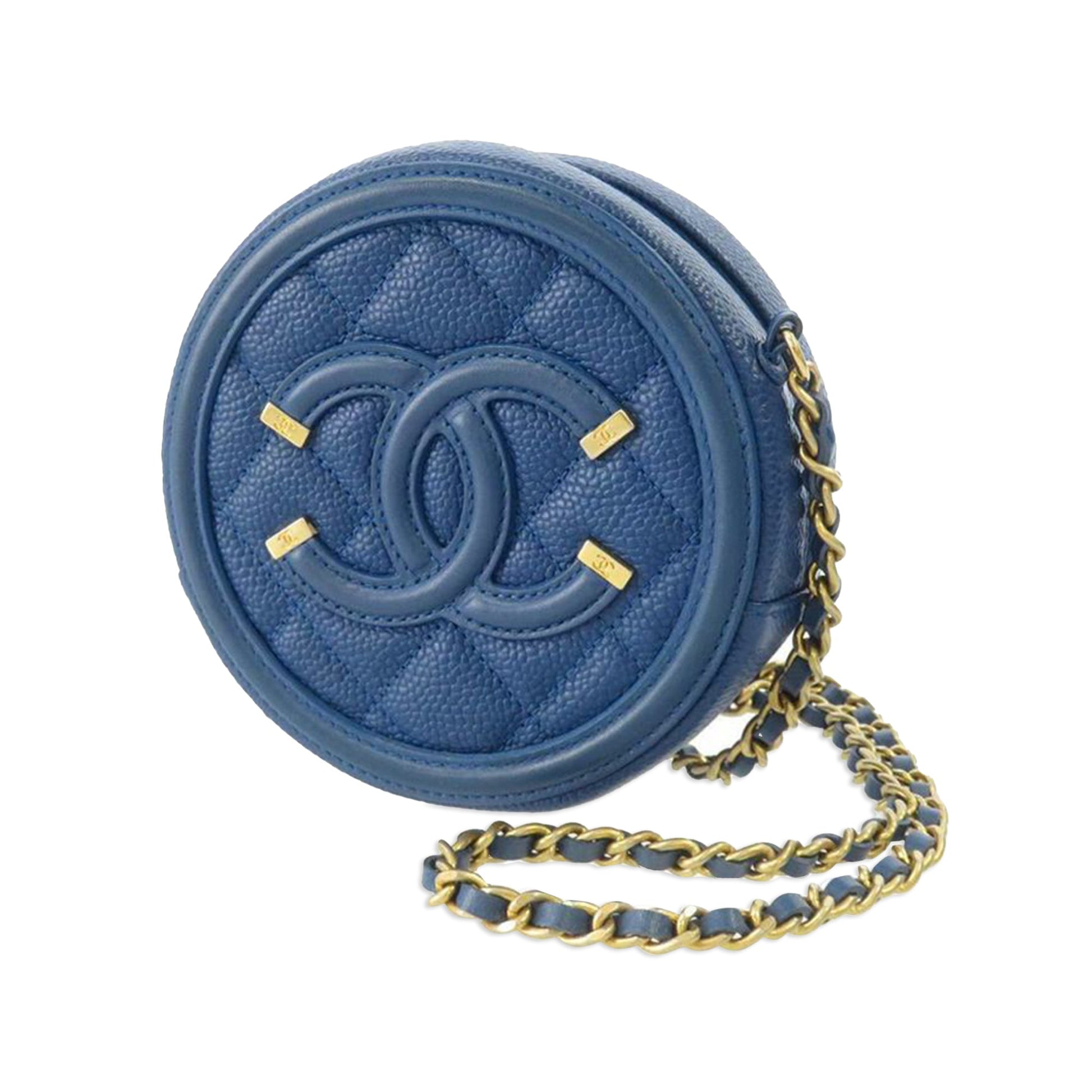 CHANEL Caviar CC Filigree Round Crossbody Crossbody Bag