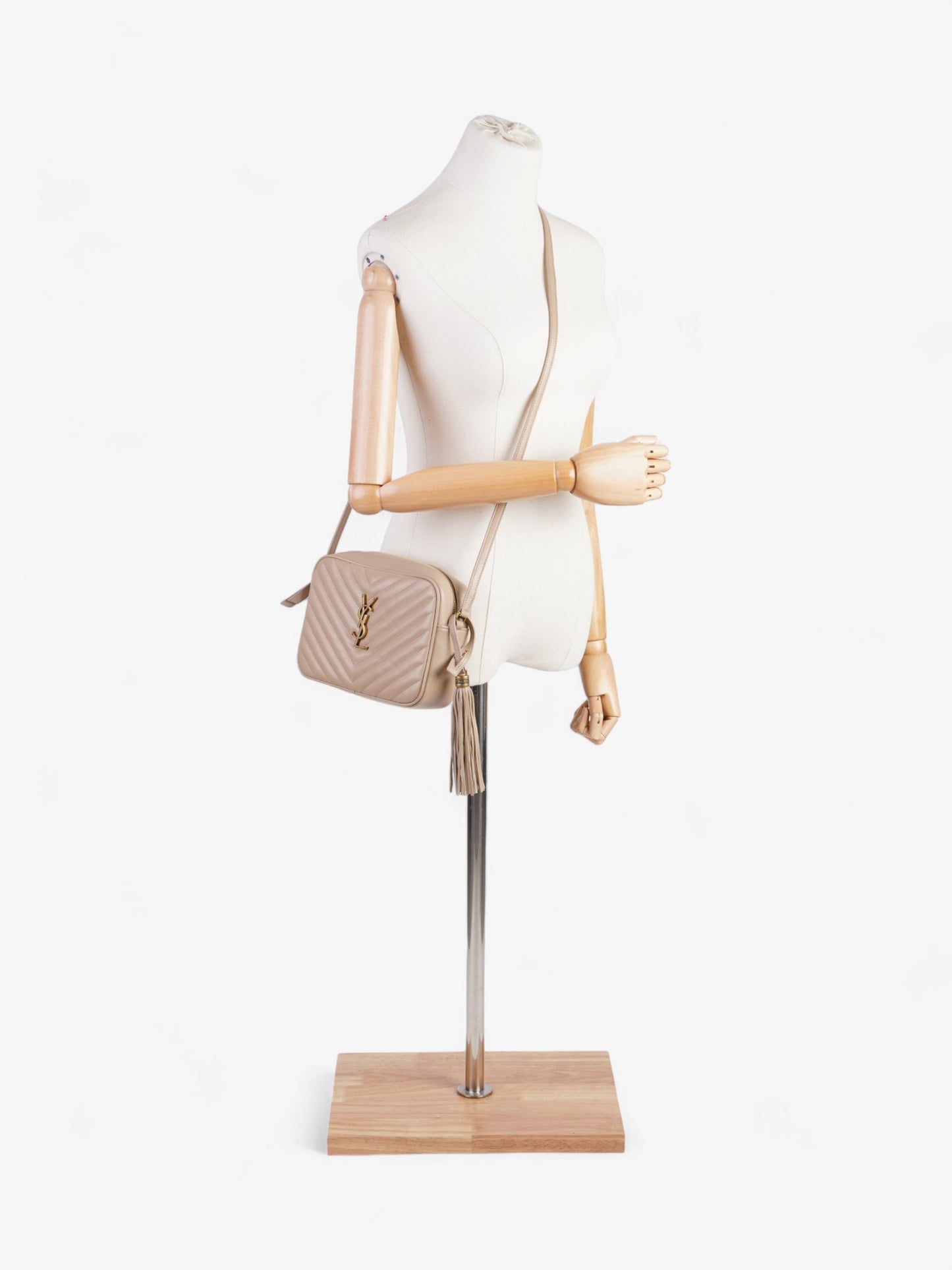 YSL Saint Laurent Lou Camera Crossbody Bag Leather Beige