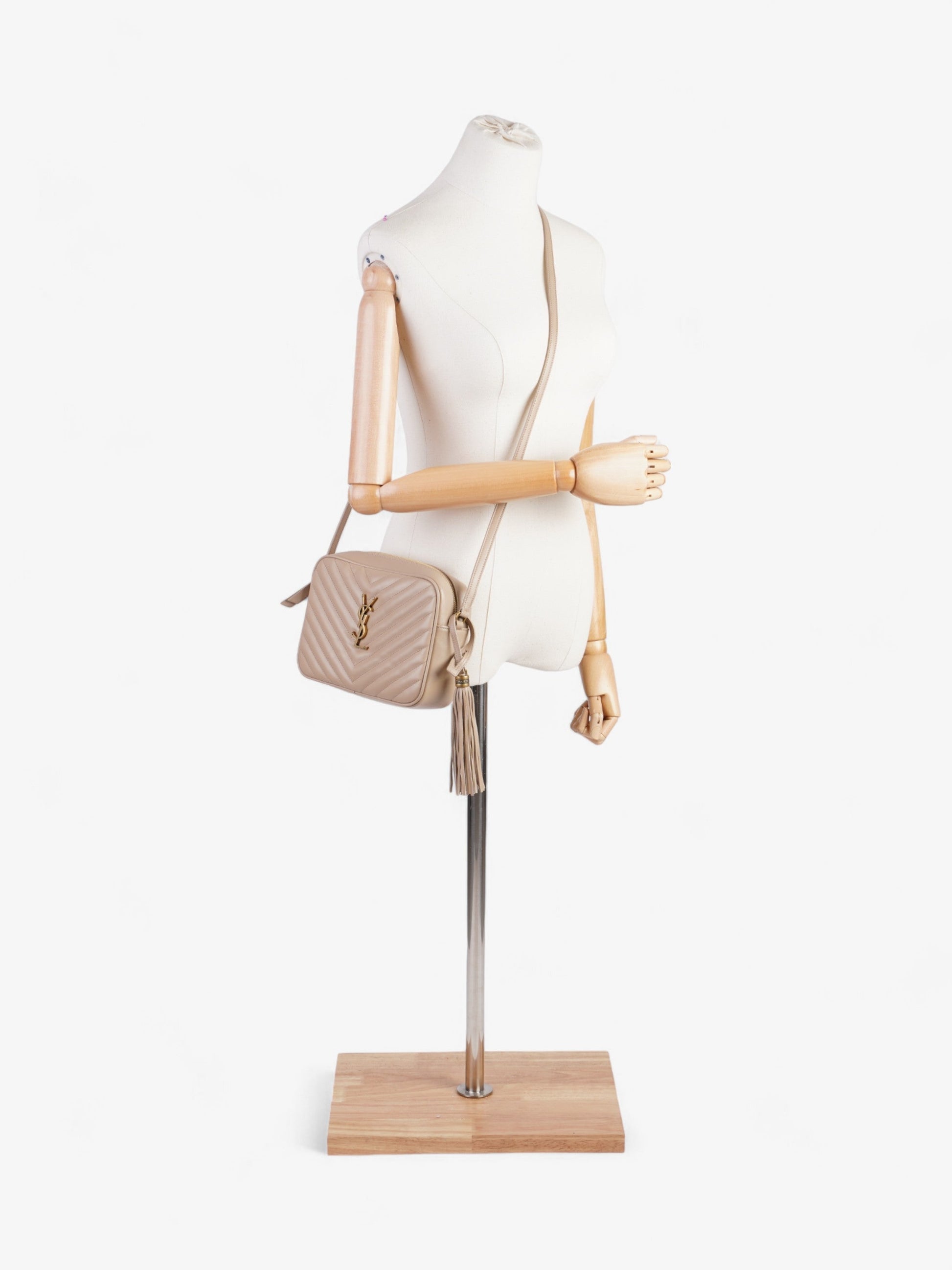 YSL Saint Laurent Lou Camera Crossbody Bag Leather Beige