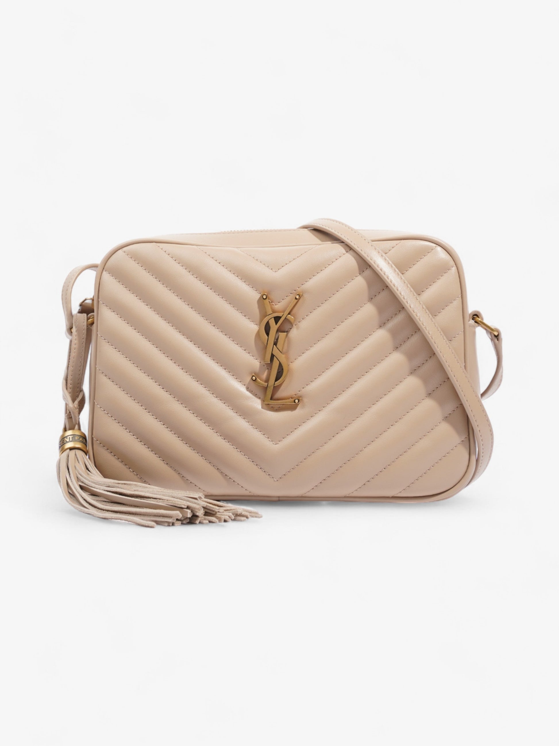 YSL Saint Laurent Lou Camera Crossbody Bag Leather Beige