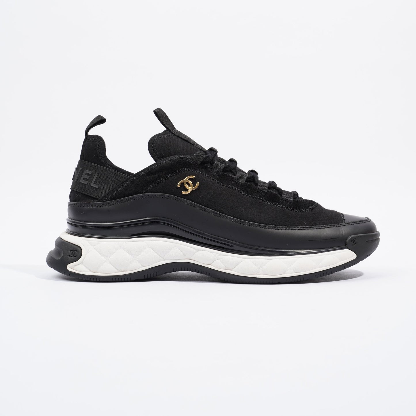 Chanel CC Logo Sneaker Black   White Fabric EU 42 UK 8