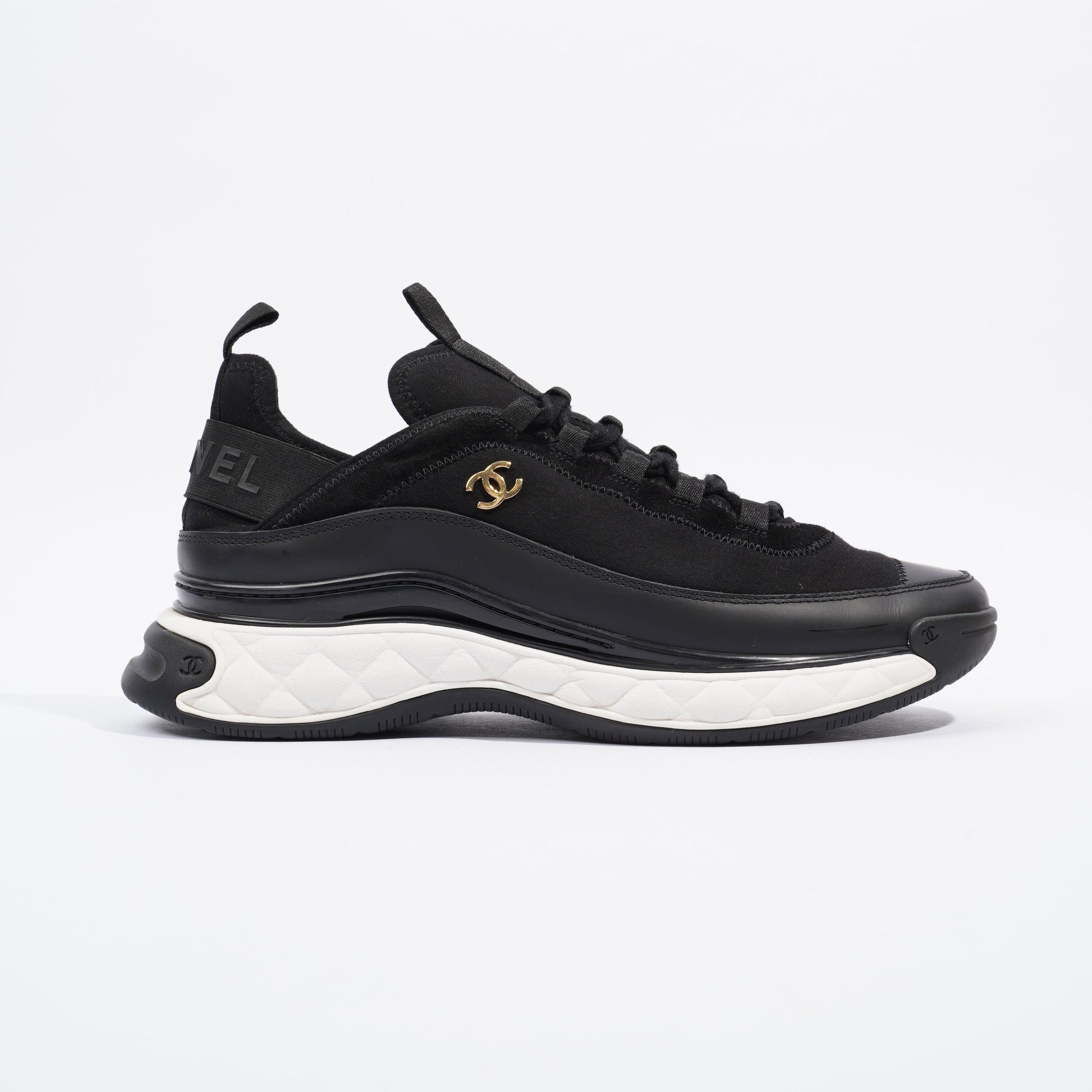 Chanel CC Logo Sneaker Black   White Fabric EU 42 UK 8