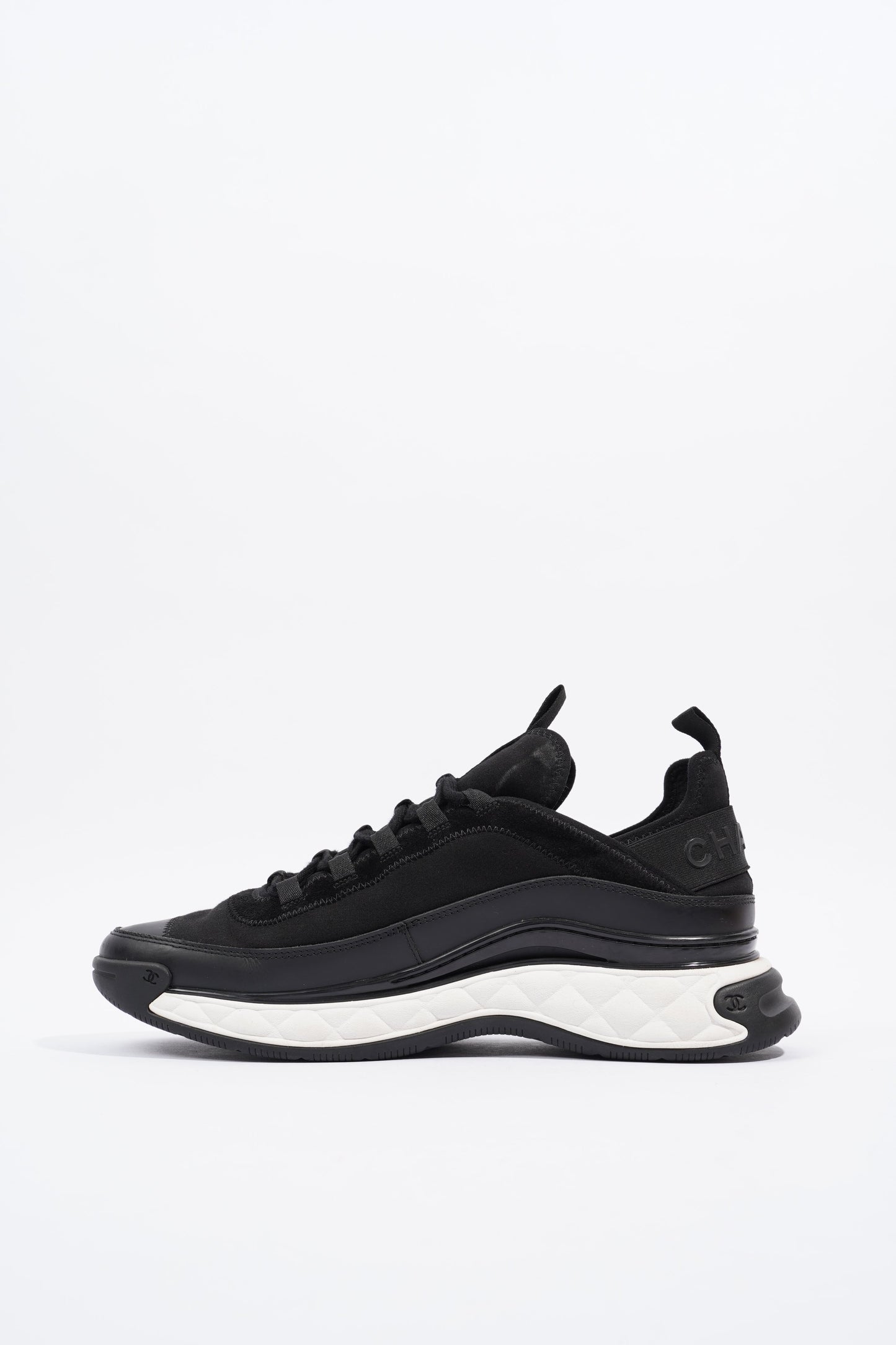 Chanel CC Logo Sneaker Black   White Fabric EU 42 UK 8