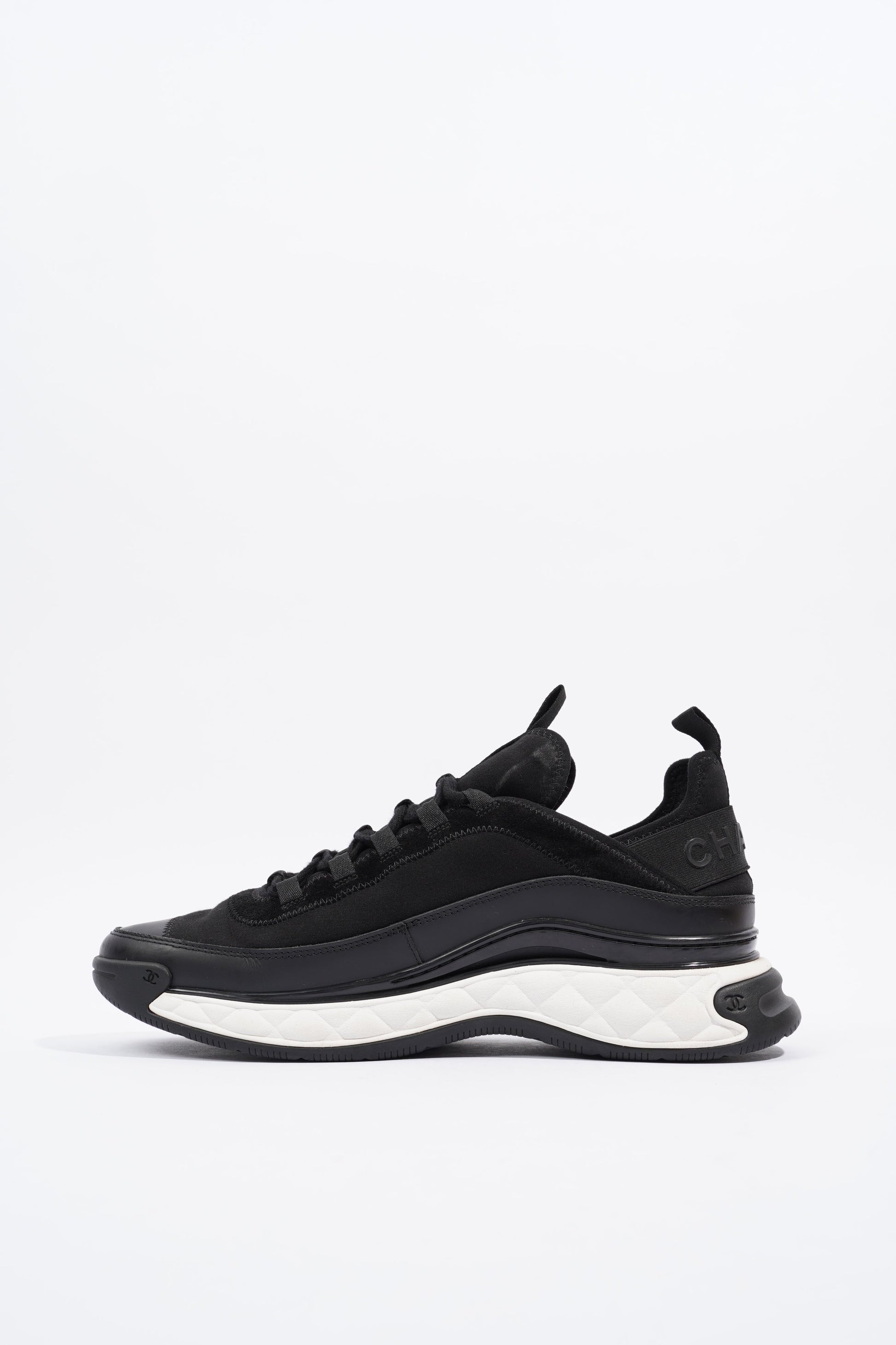 Chanel CC Logo Sneaker Black   White Fabric EU 42 UK 8