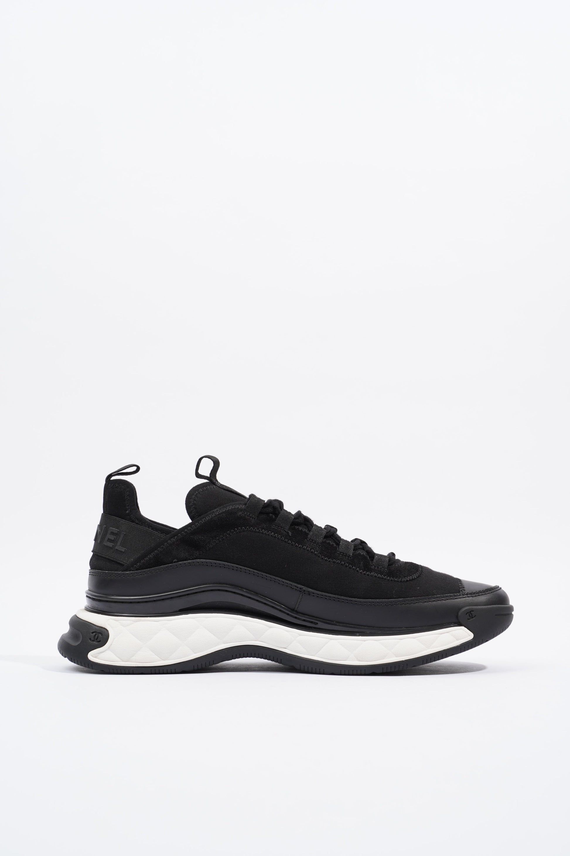 Chanel CC Logo Sneaker Black   White Fabric EU 42 UK 8