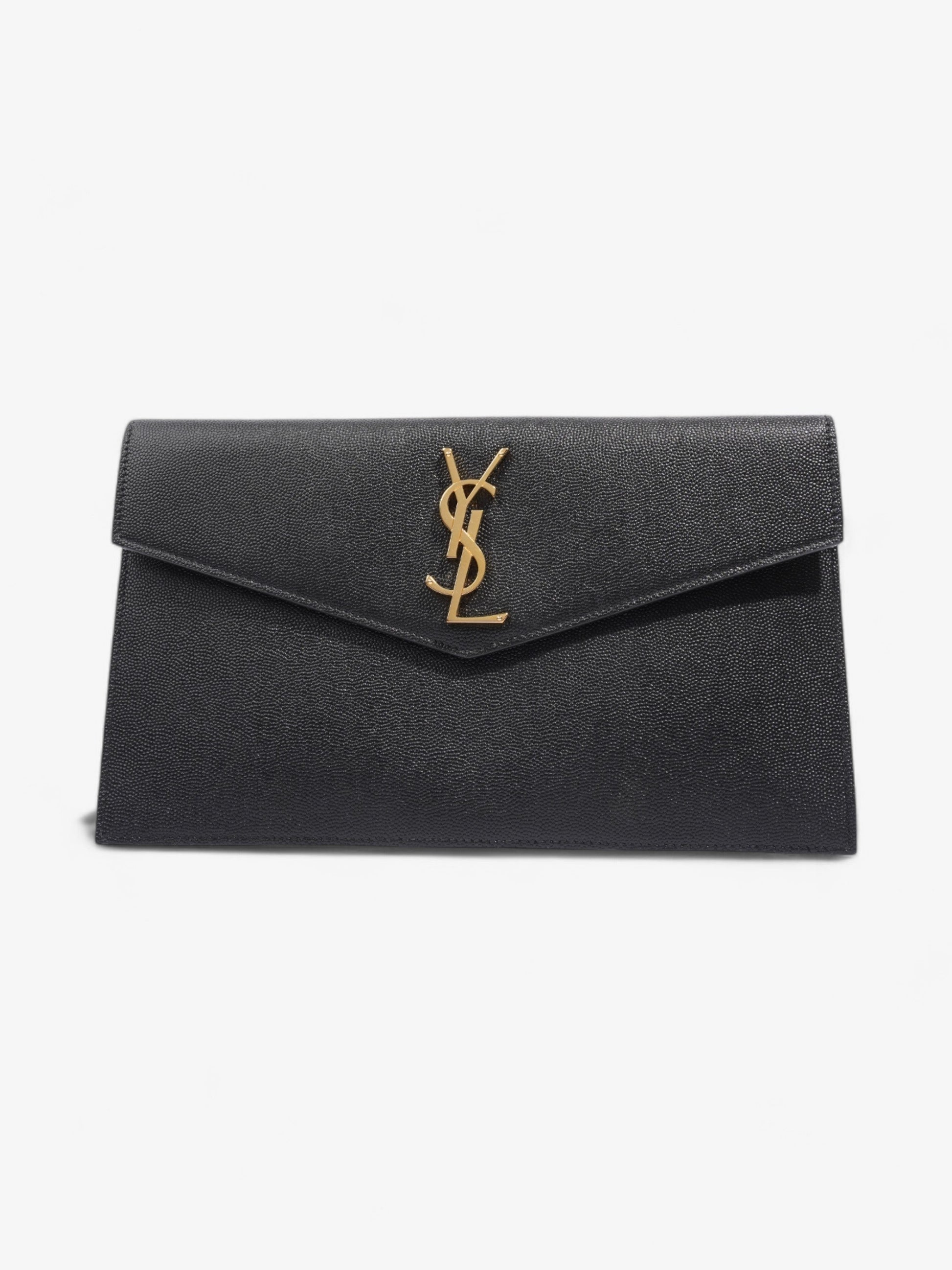 YSL Saint Laurent Uptown Clutch Grained Leather Black Clutch Bag Grained Leather 1