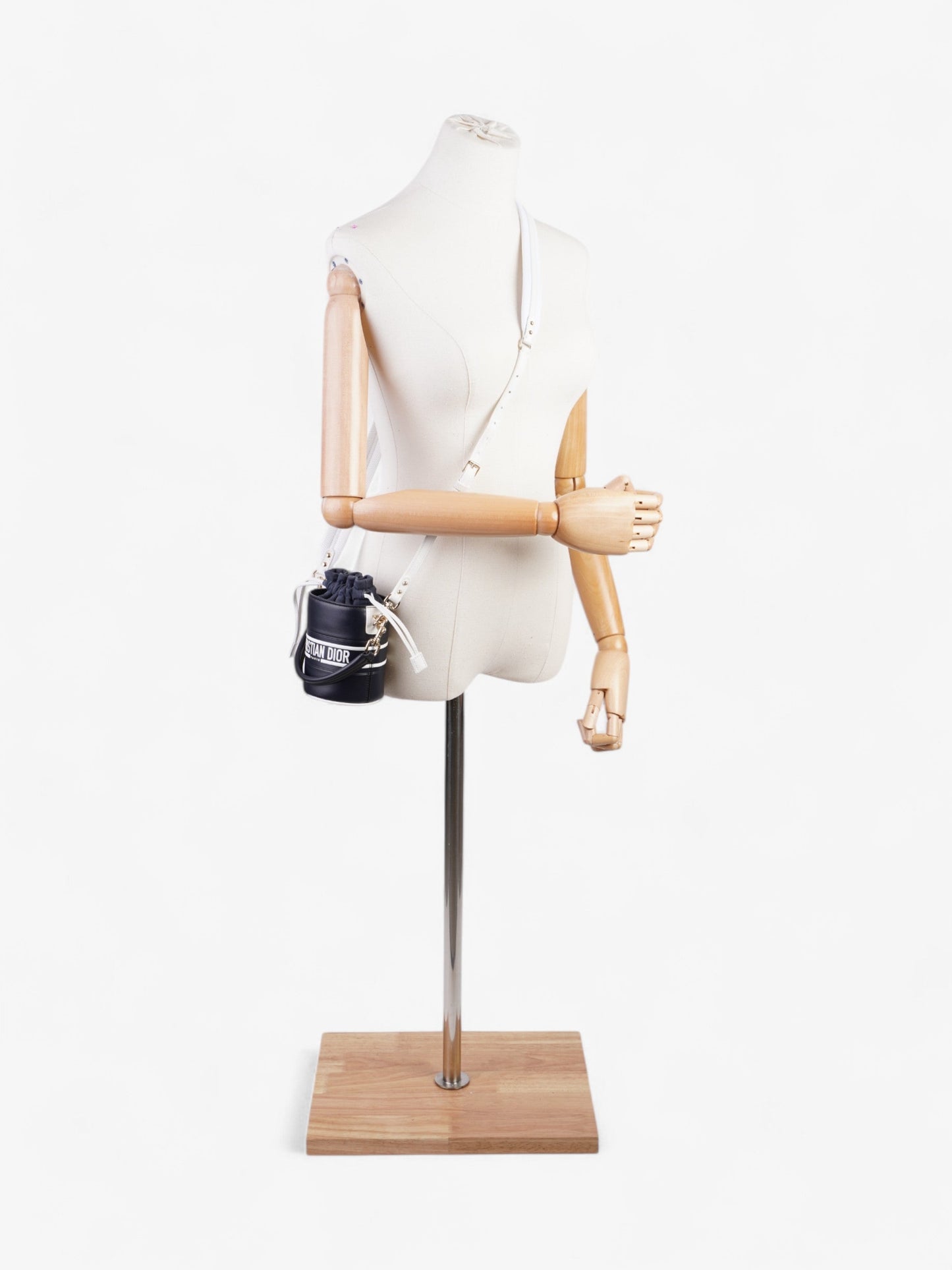 Dior Christian Vibe Bucket Bag Leather White Blue