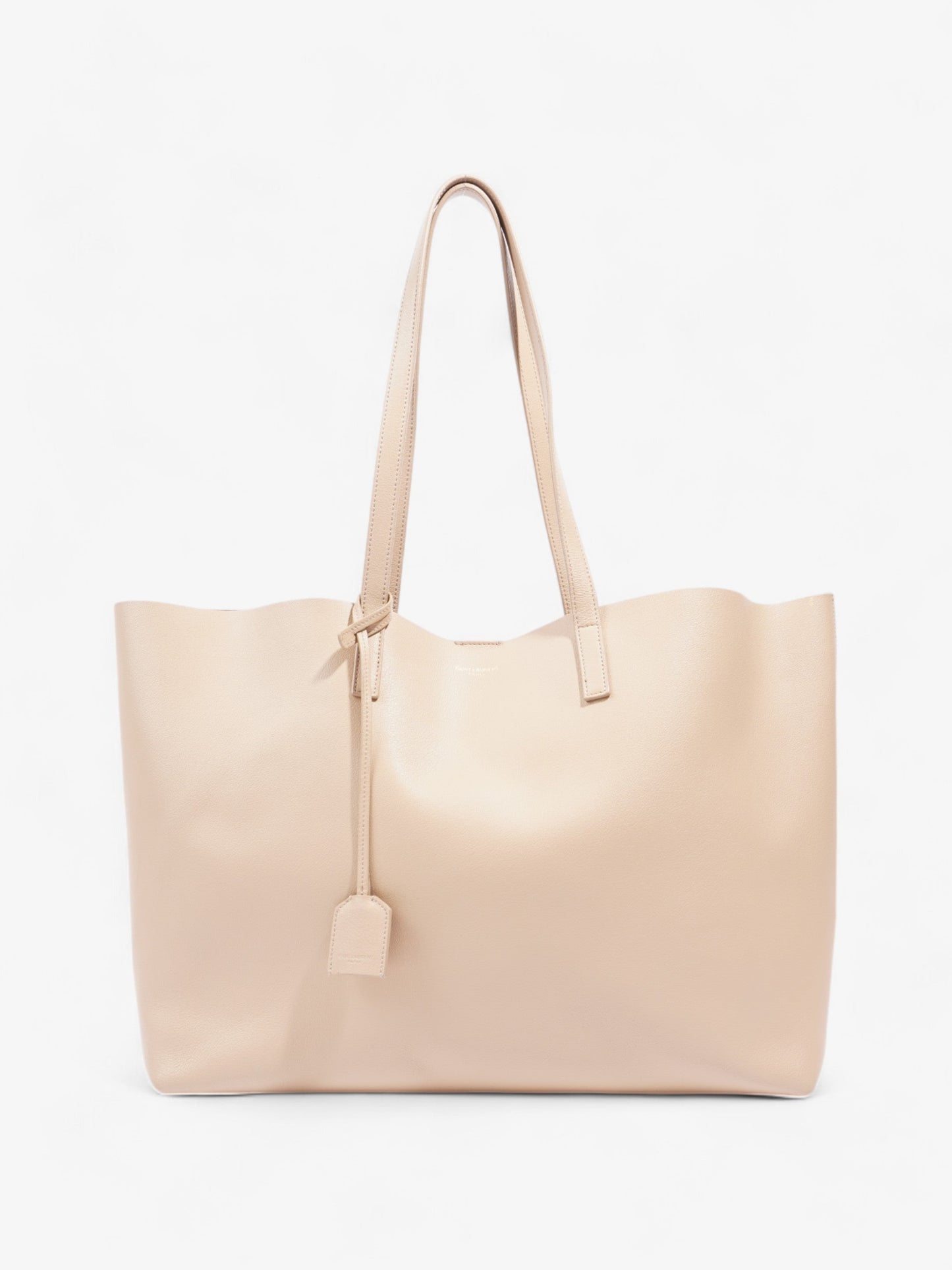 YSL Saint Laurent Shopping Tote Dark East West Leather Beige Tote Bag