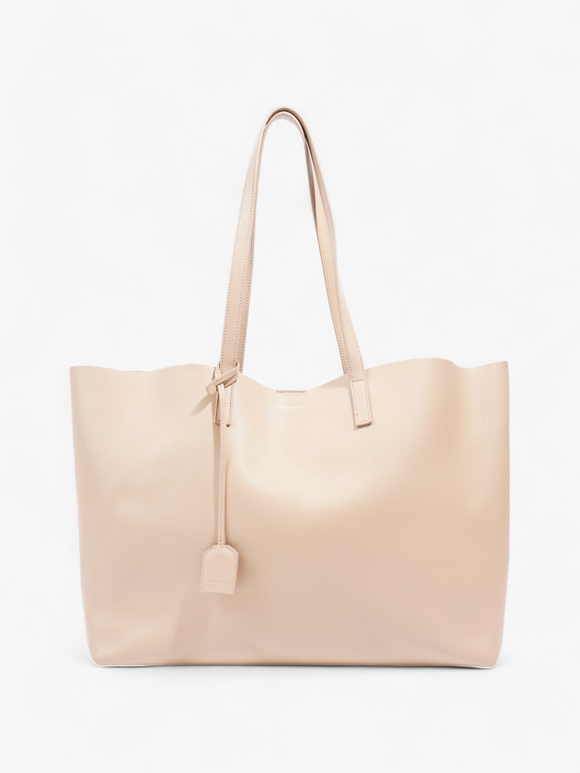 YSL Saint Laurent Shopping Tote Dark East West Leather Beige Tote Bag