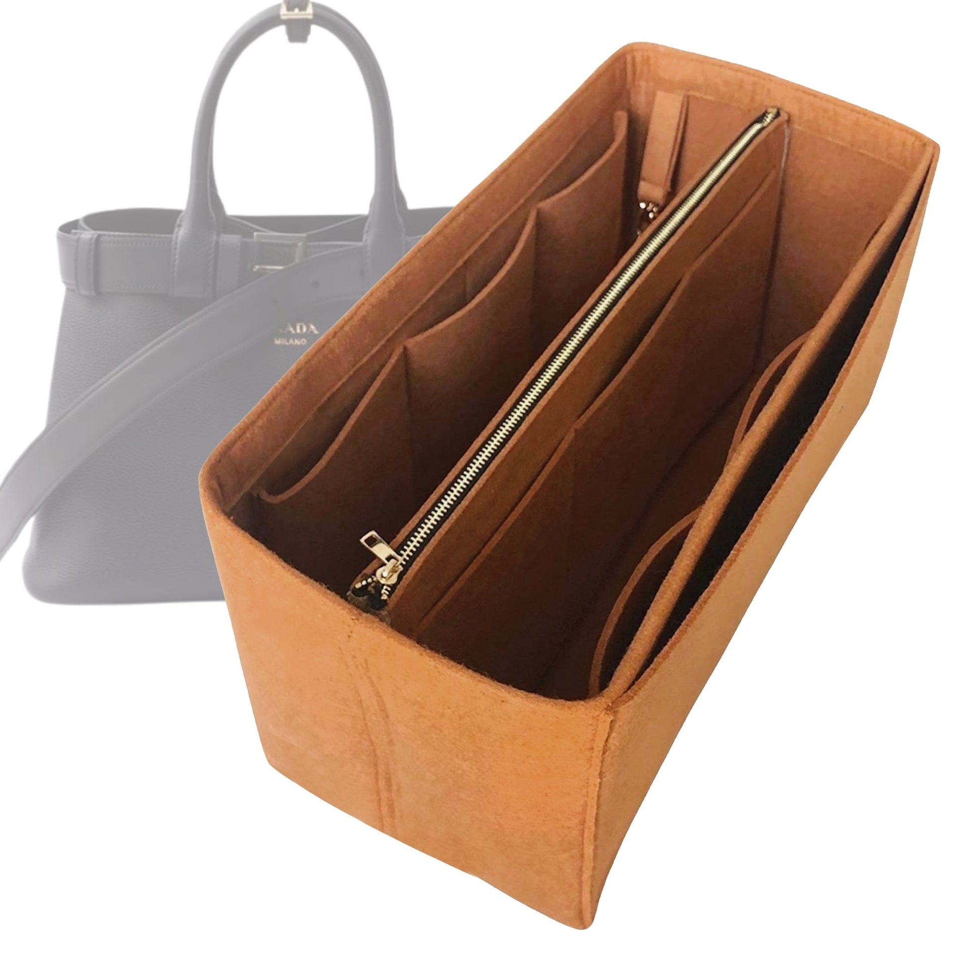 Prada Handbag Organizer for Buckle with belt, Bag Insert Leather Small Felt With Deta