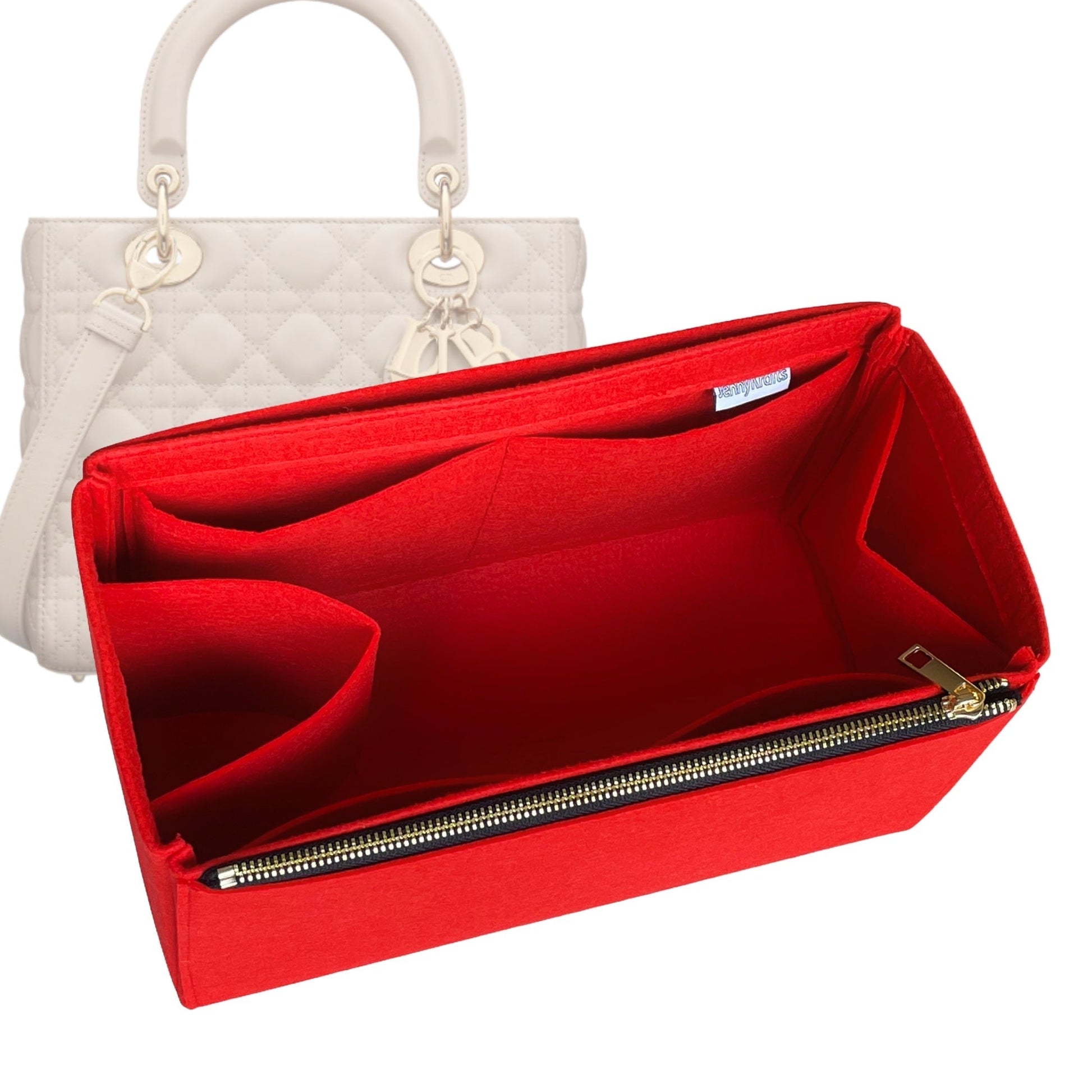 Dior Handbag Organizer for Lady , Bag Insert Felt, Large Zip And Open Pocket