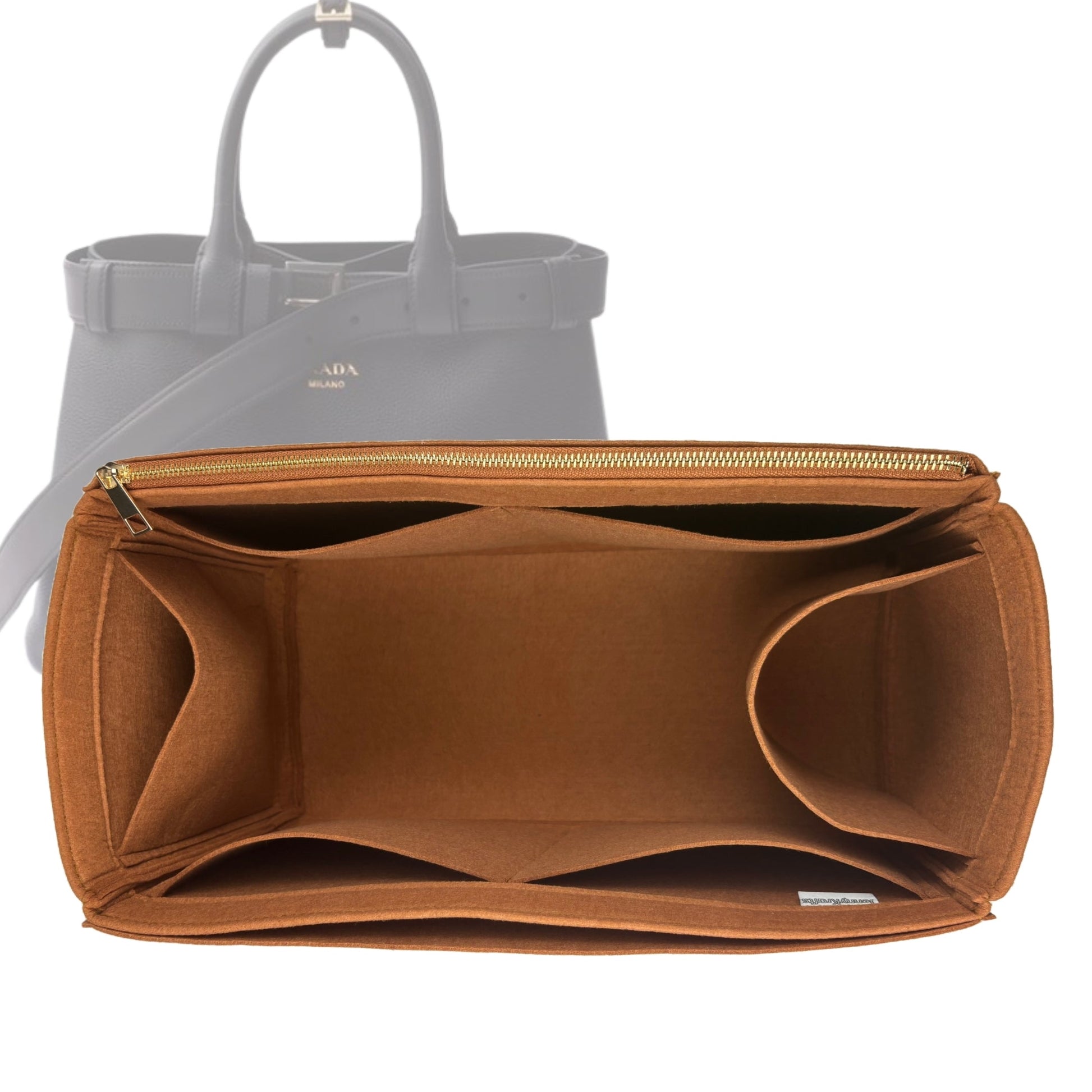 Prada Handbag Organizer for Buckle with belt, Bag Insert Leather Medium Felt Full Wid