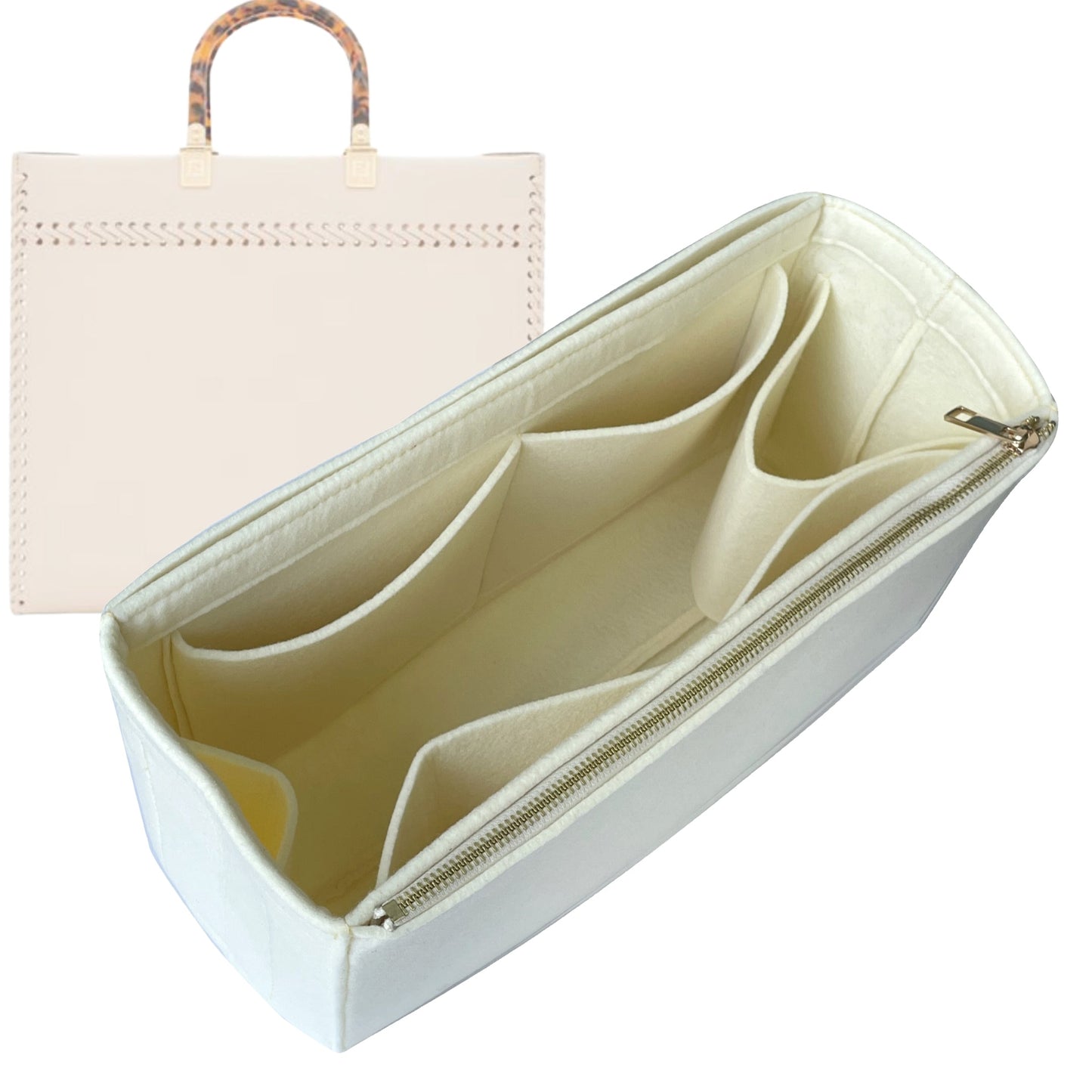 Fendi Handbag Organizer for Sunshine , Bag Insert Felt, Large Zip