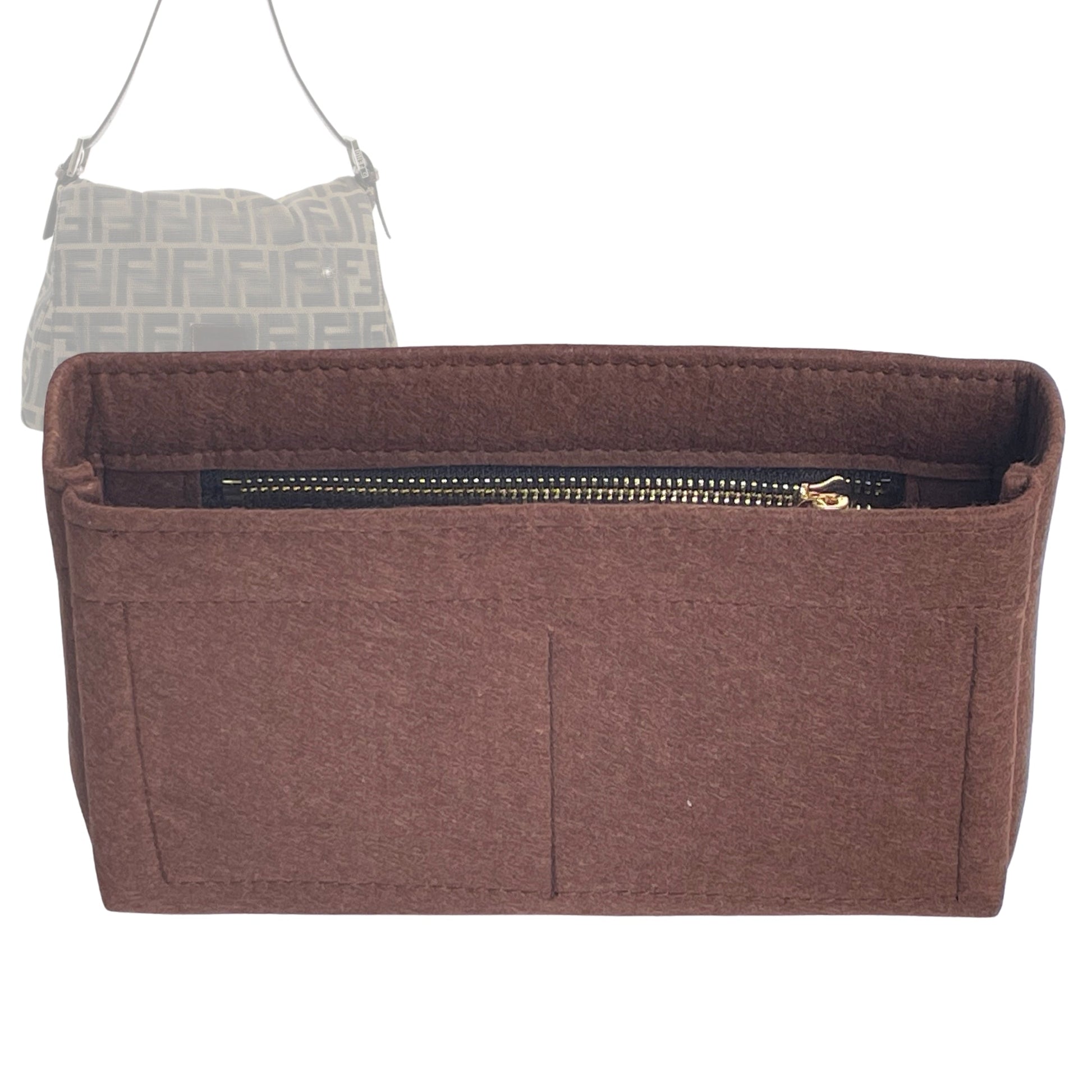 Fendi Handbag Organizer for Mama Baguette, Bag Insert Felt, Zip Shoulder Bag
