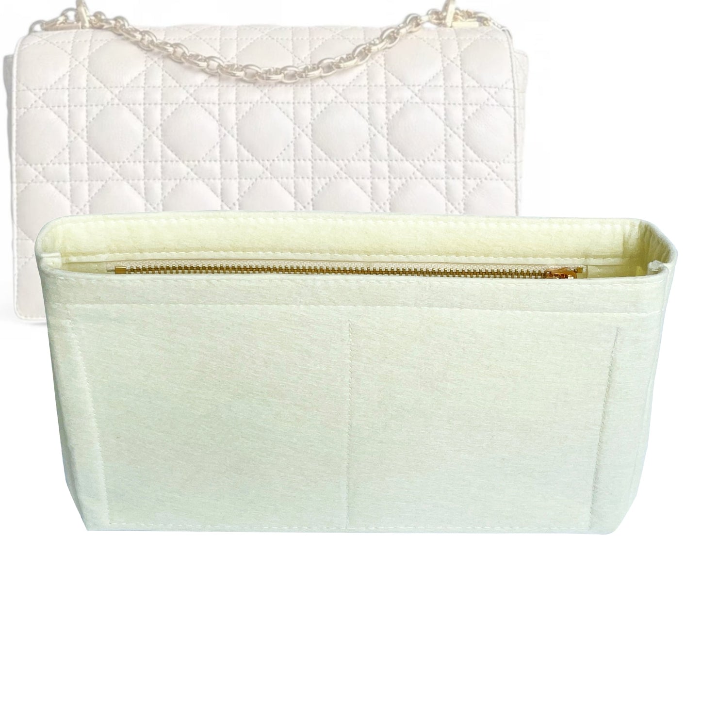 Dior Handbag Organizer for Caro Bag, Bag Insert Felt, Medium Zip