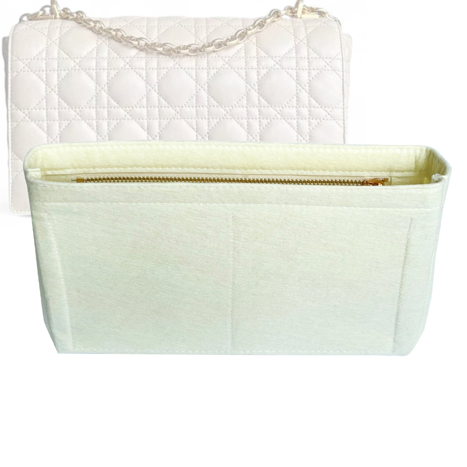 Dior Handbag Organizer for Caro Bag, Bag Insert Felt, Small Zip