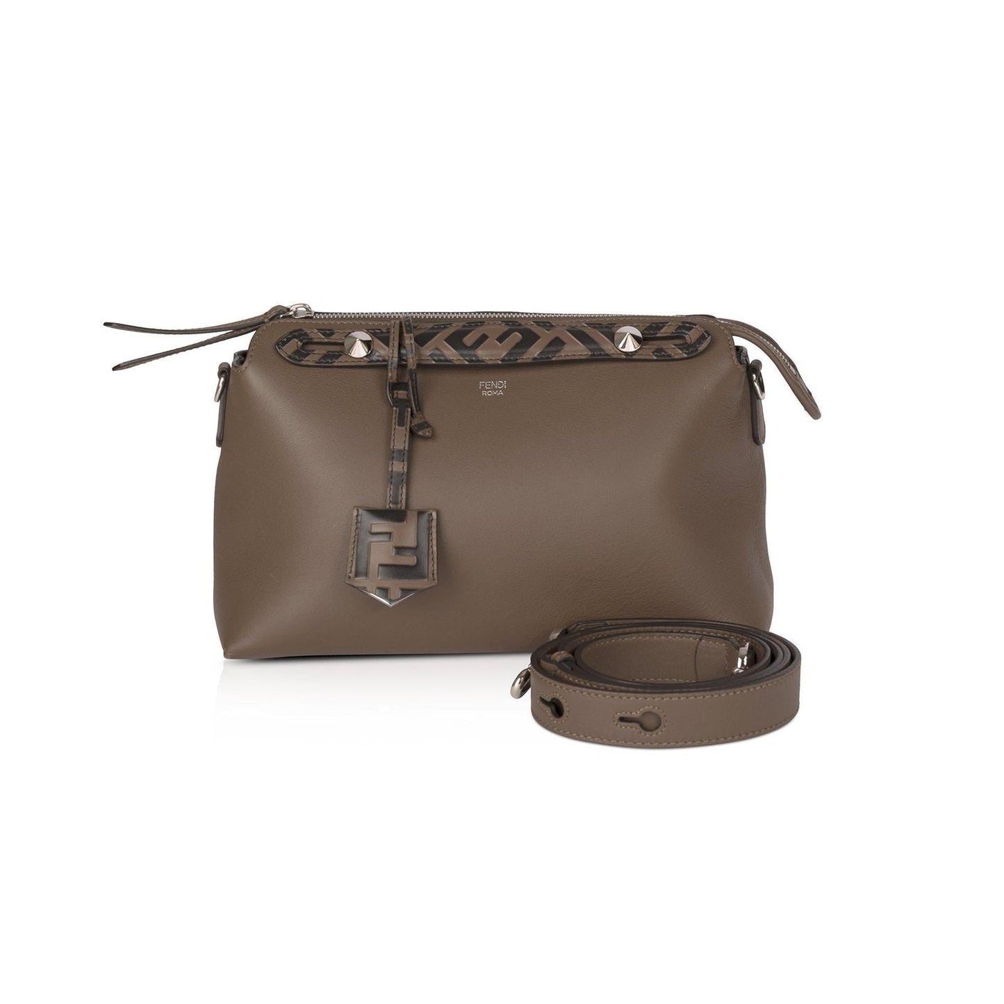 Fendi By The Way Zucca Satchel Leather Medium Travel Bag