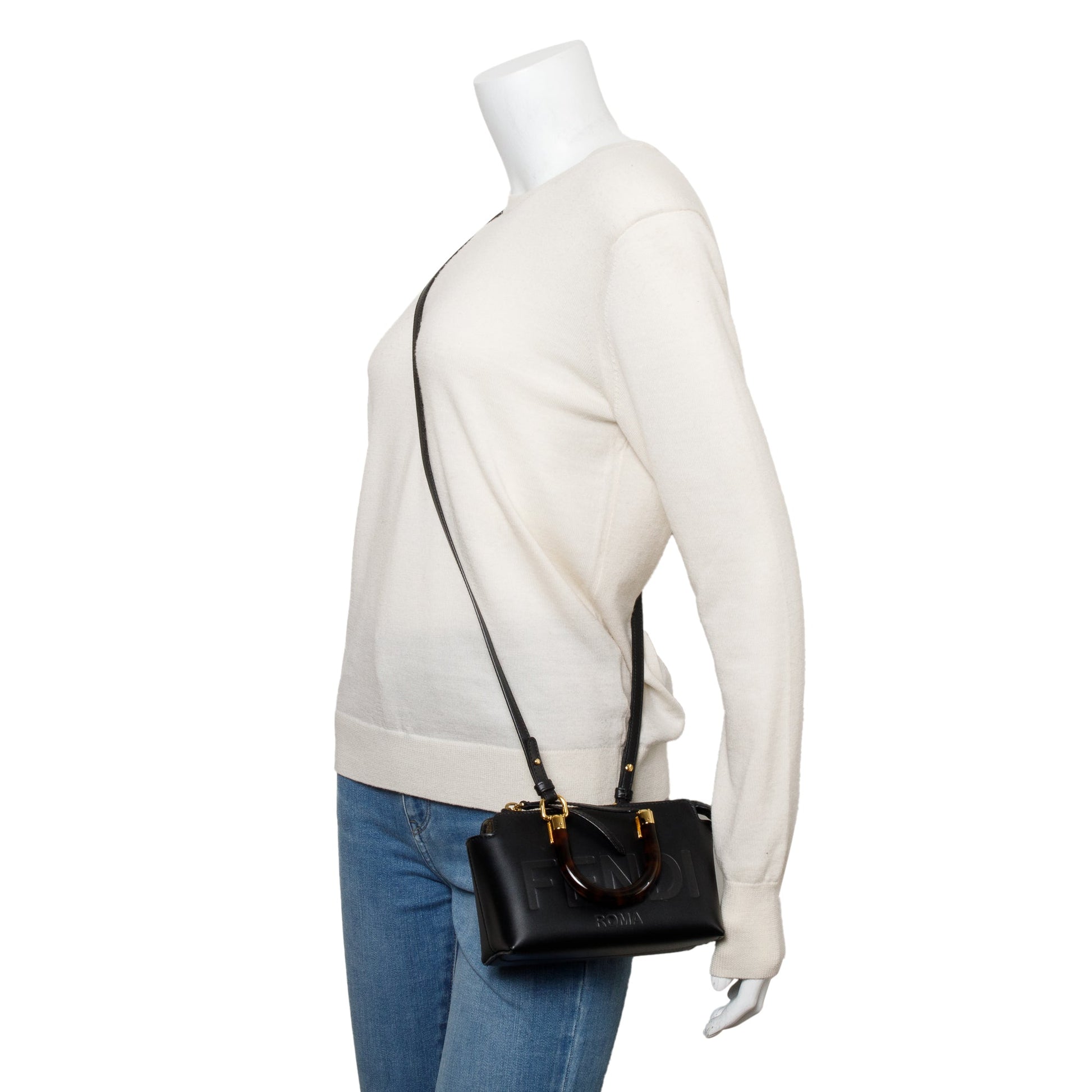 Fendi By The Way Boston Bag Leather Black Travel Bag