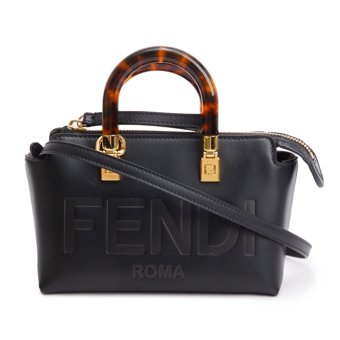 Fendi By The Way Boston Bag Leather Black Travel Bag
