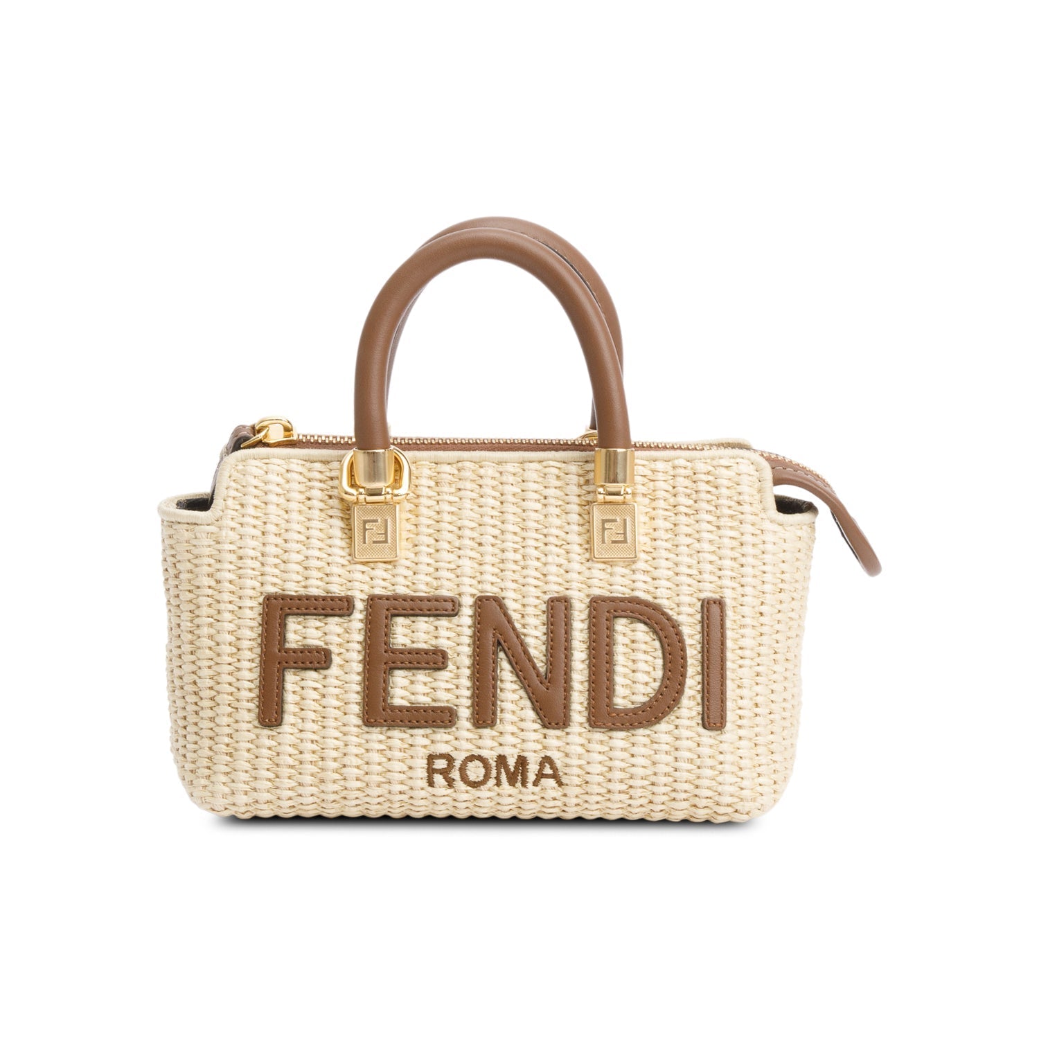 Fendi Neutral By The Way Boston Bag Raffia Mini Travel Bag