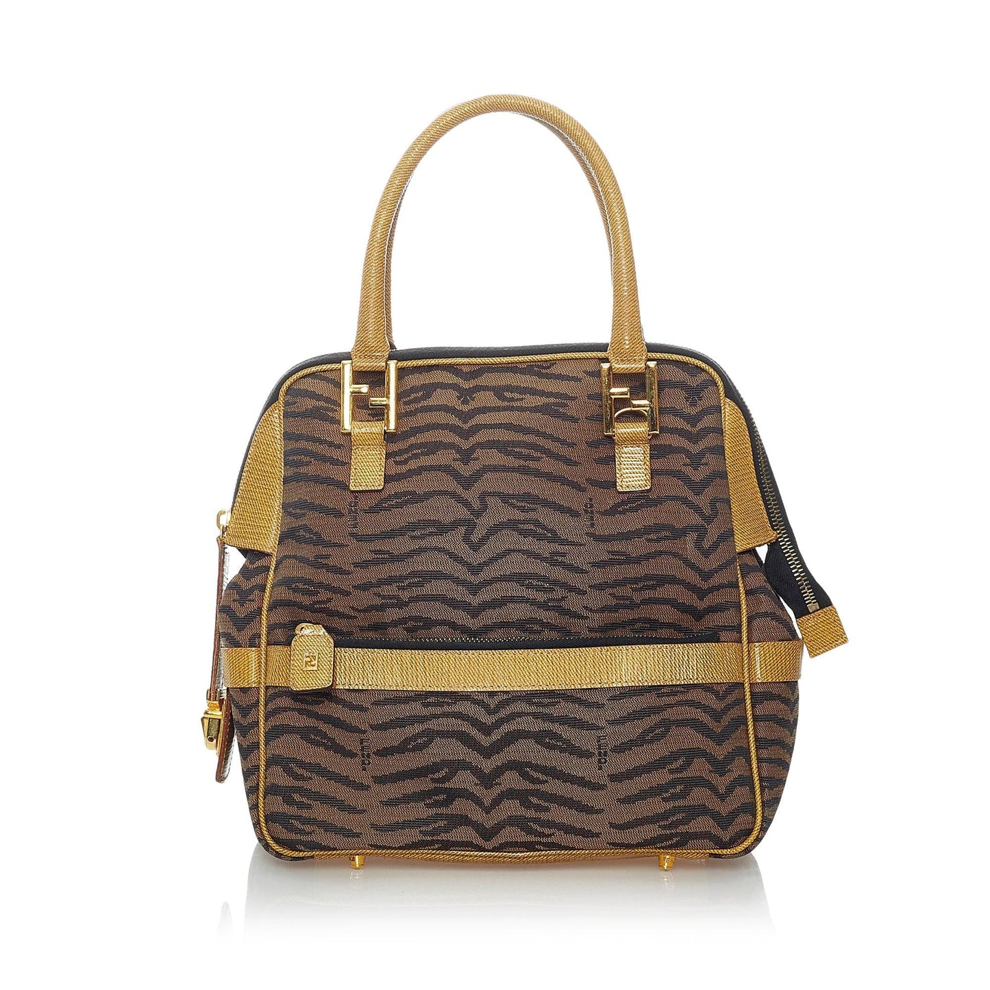 Fendi Animal Print Handbag Shg Canvas Satchel Bag