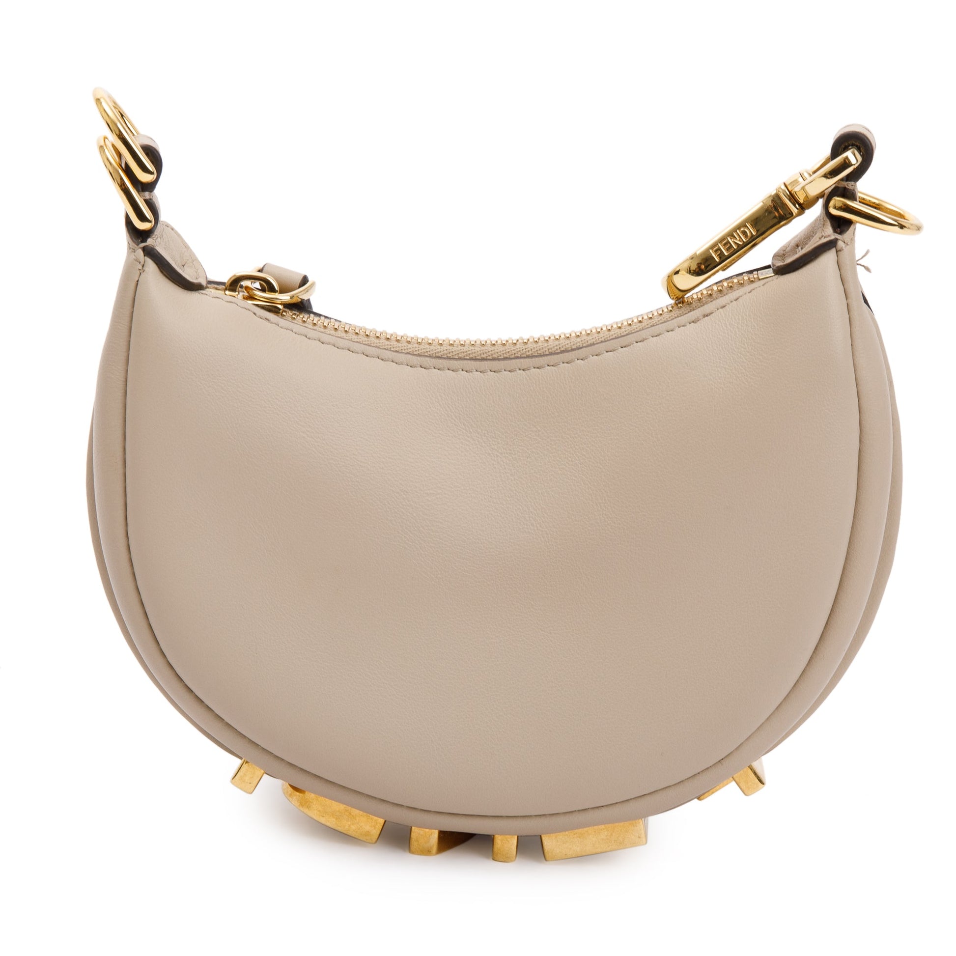 Fendi Calfskin Nano graphy Bag Leather Beige Travel Bag