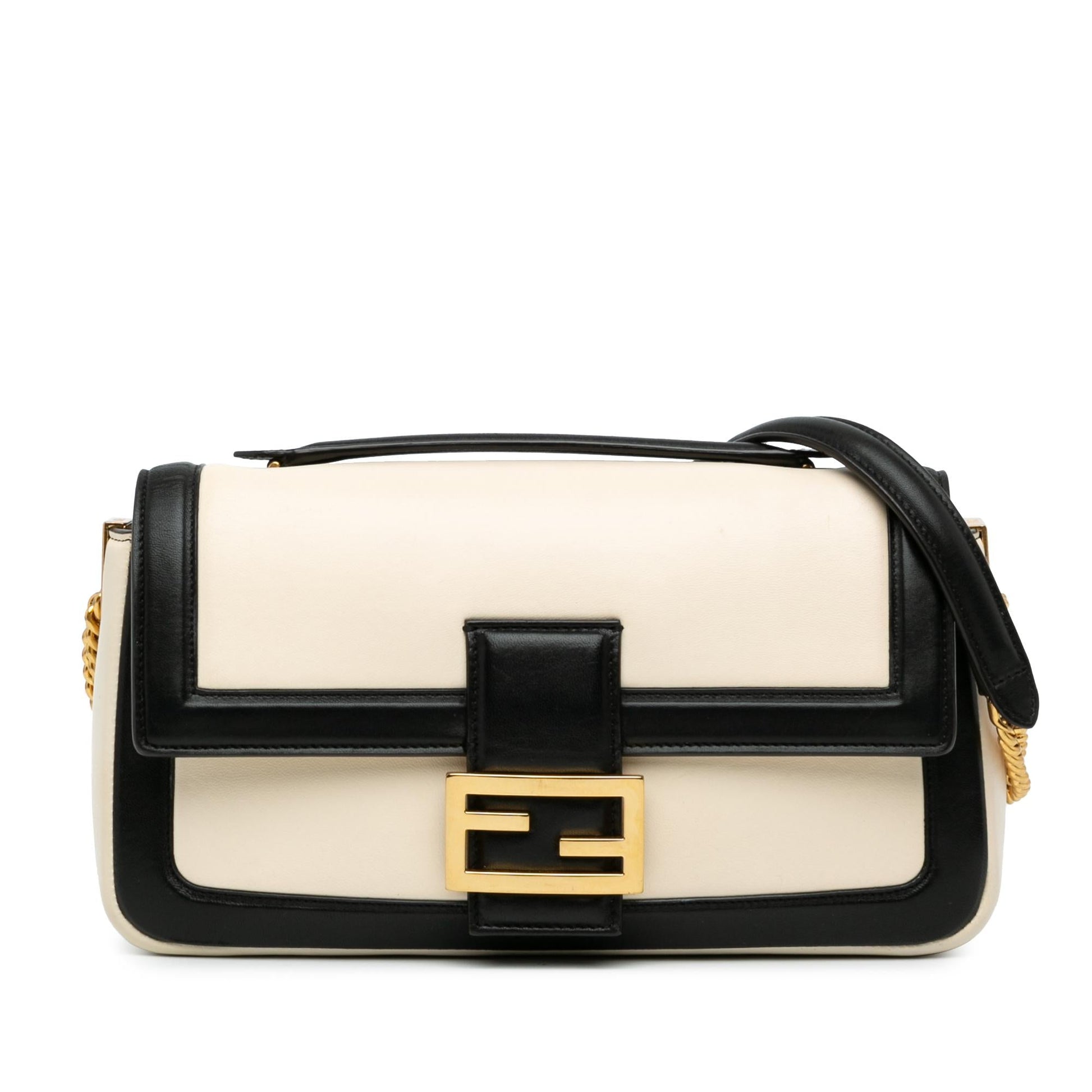 Fendi Bicolor Midi Baguette Shg Dw85U0 Shoulder Bag Leather Chain