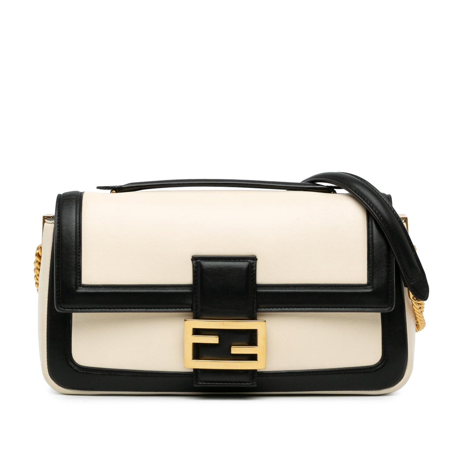 Fendi Bicolor Midi Baguette Shoulder Bag Leather Chain Midi Baguette 2
