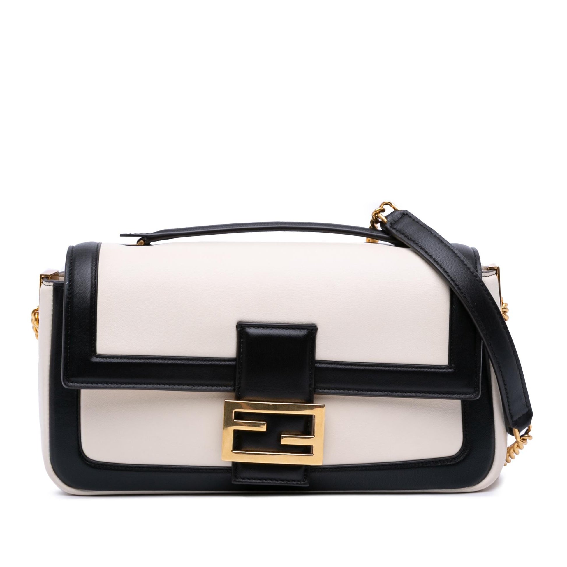 Fendi Bicolor Midi Baguette Shoulder Bag Leather Chain Midi Baguette 4
