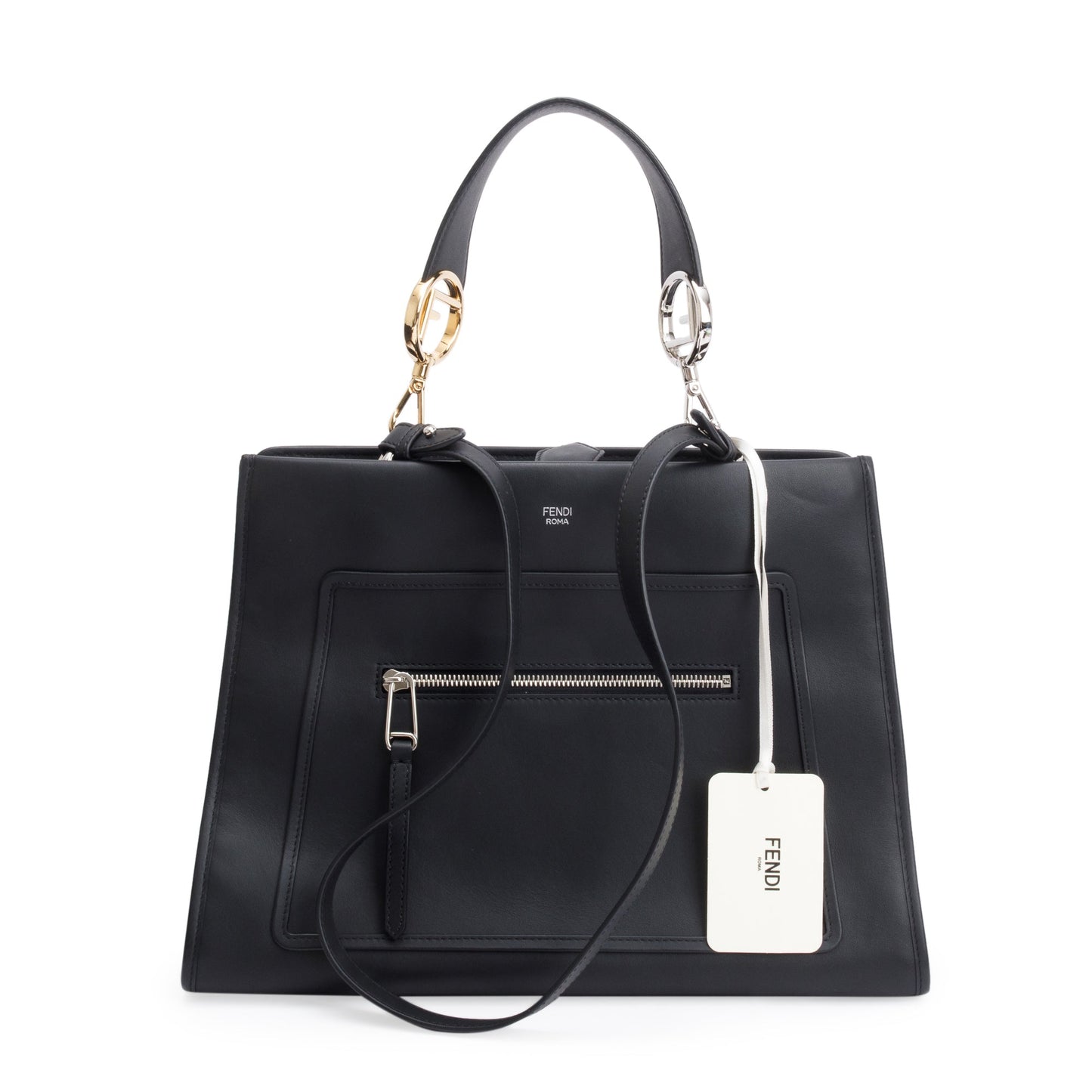 Fendi Calfskin Is Runaway Bag Leather Black Travel Bag