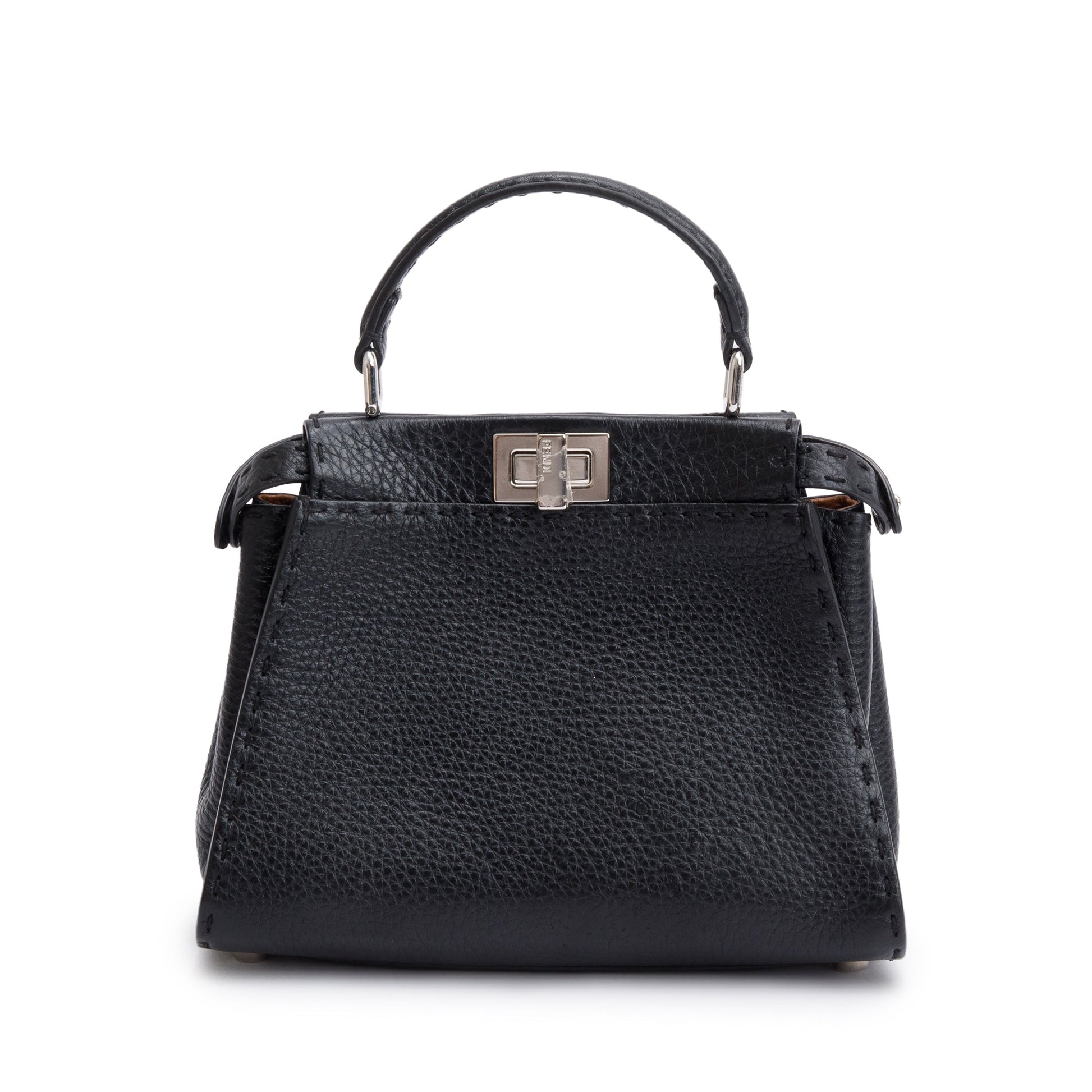 Fendi Calfskin Peekaboo Iseeu Bag Leather Black Travel Bag