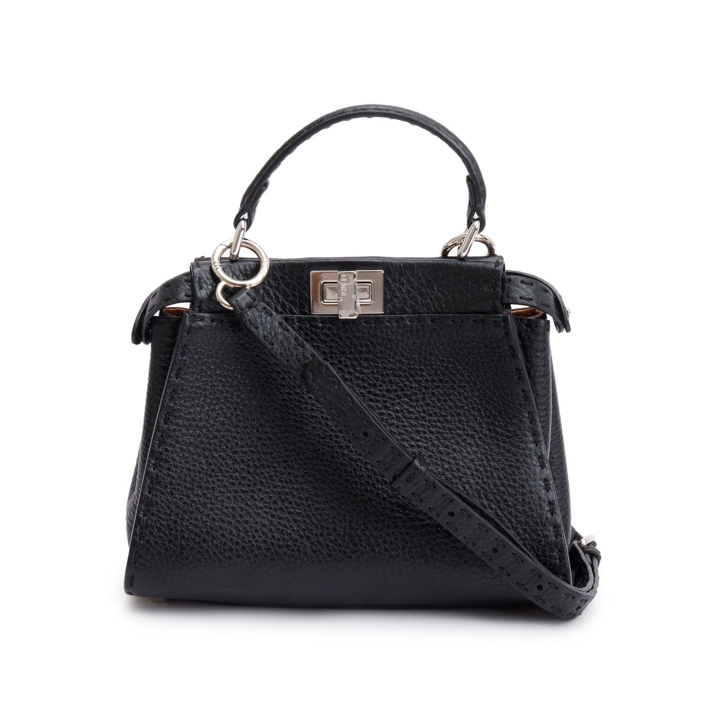 Fendi Calfskin Peekaboo Iseeu Bag Leather Black Travel Bag
