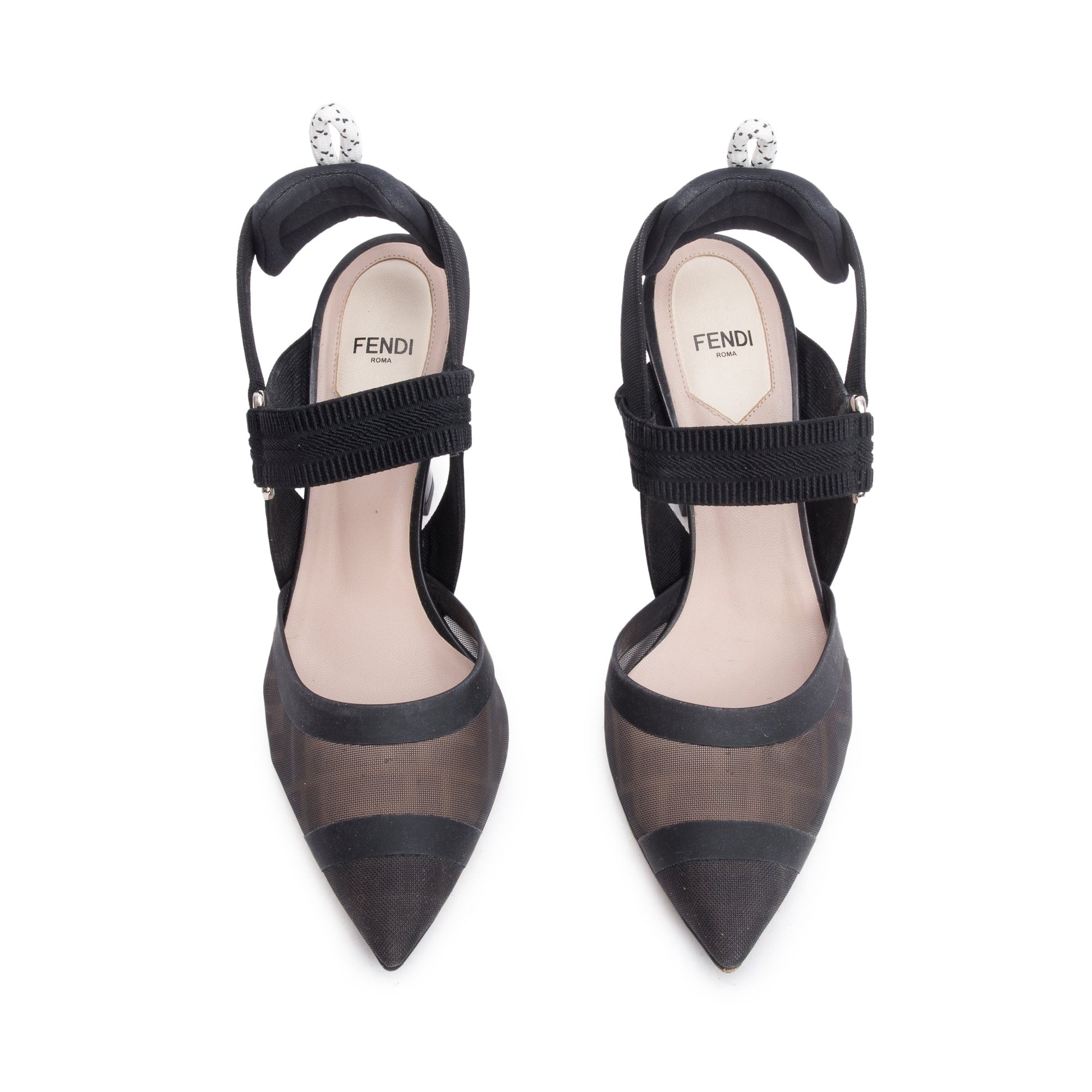 Fendi Ff Zucca Colibri Mesh Slingback Pumps Size Black Shoes
