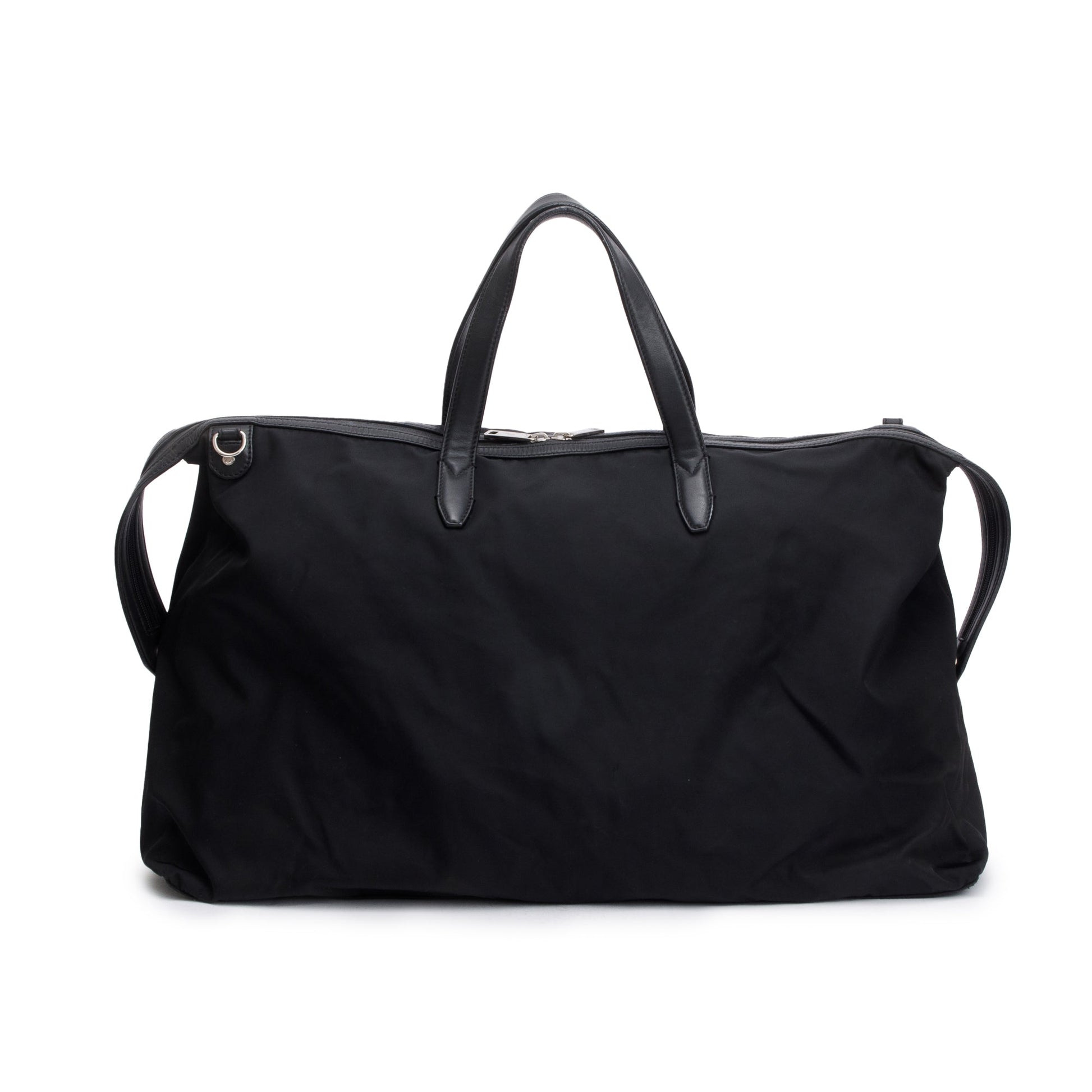 Fendi Trim Vocabulary Duffle Bag Leather Nylon Travel Bag