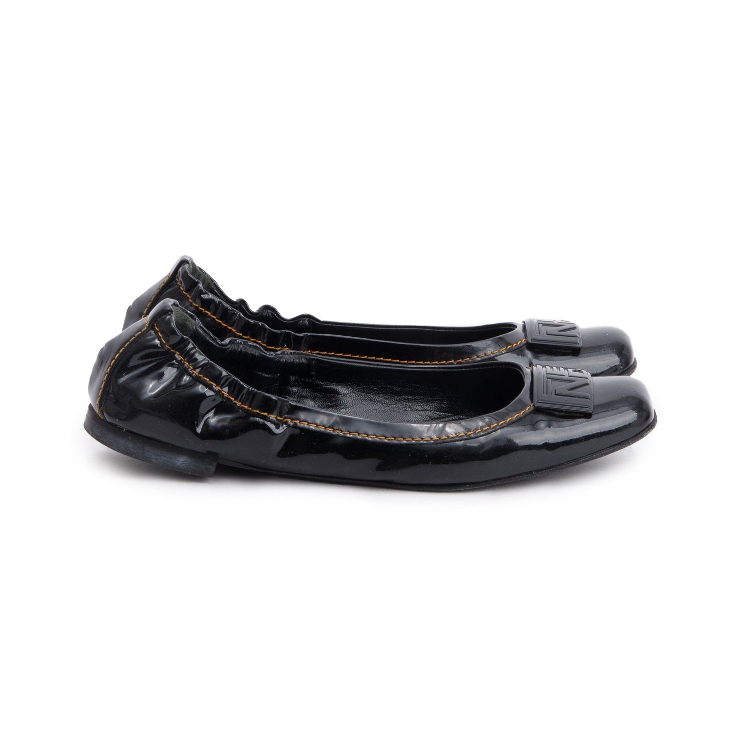 Fendi Patent Ballet Flats Size Travel Bag Leather Black Shoes