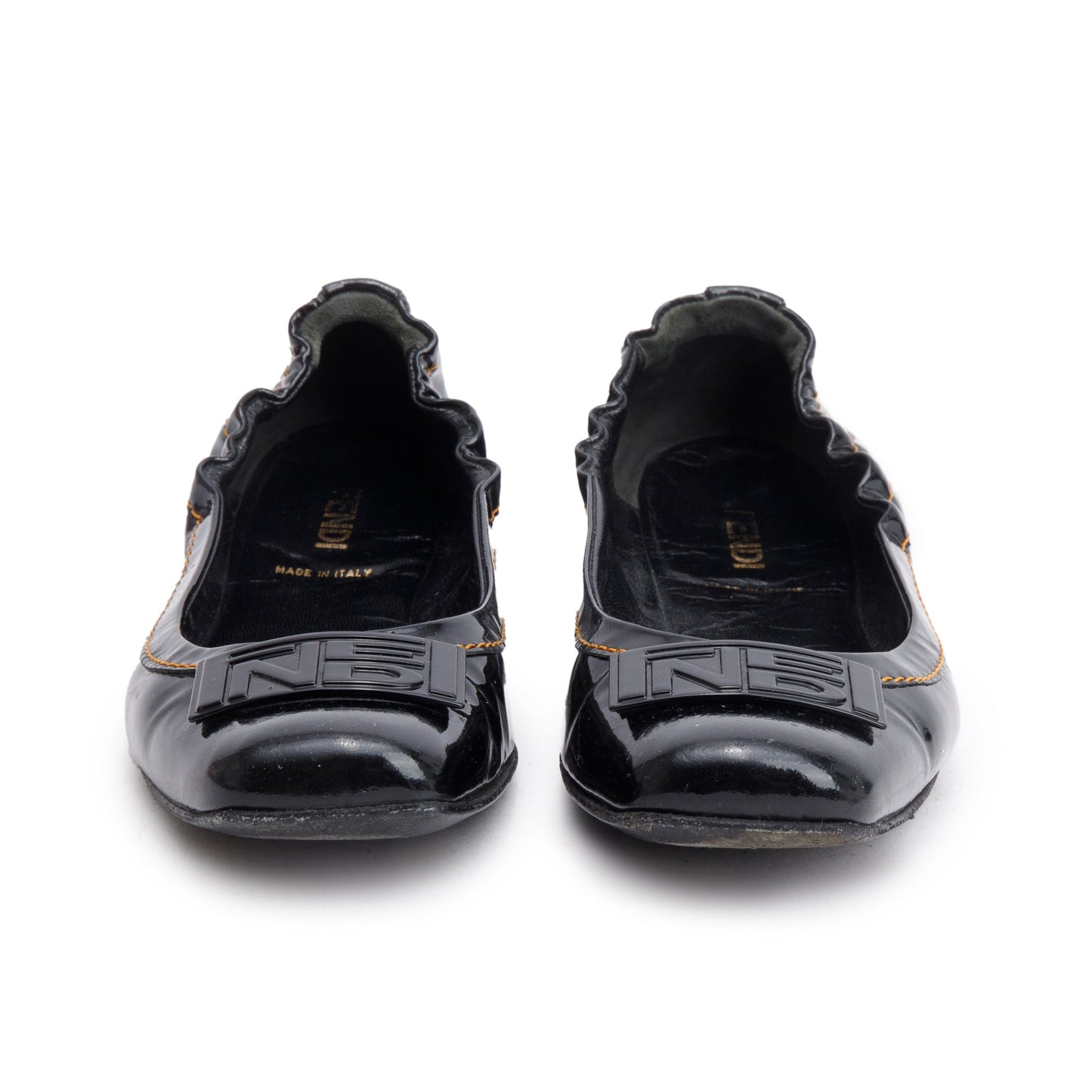 Fendi Patent Ballet Flats Size Travel Bag Leather Black Shoes