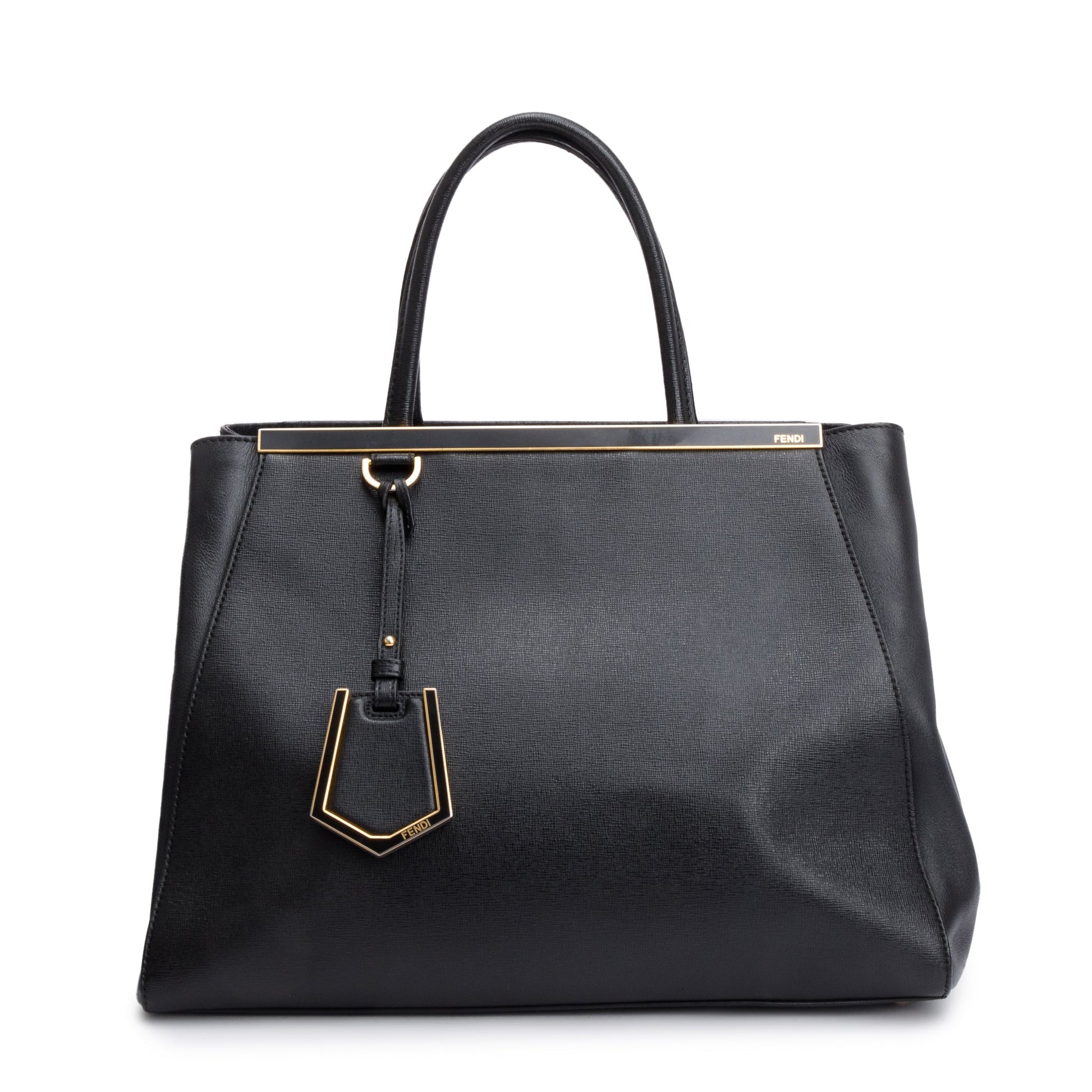 Fendi Vitello Elite 2Jours Tote Leather Black Tote Bag