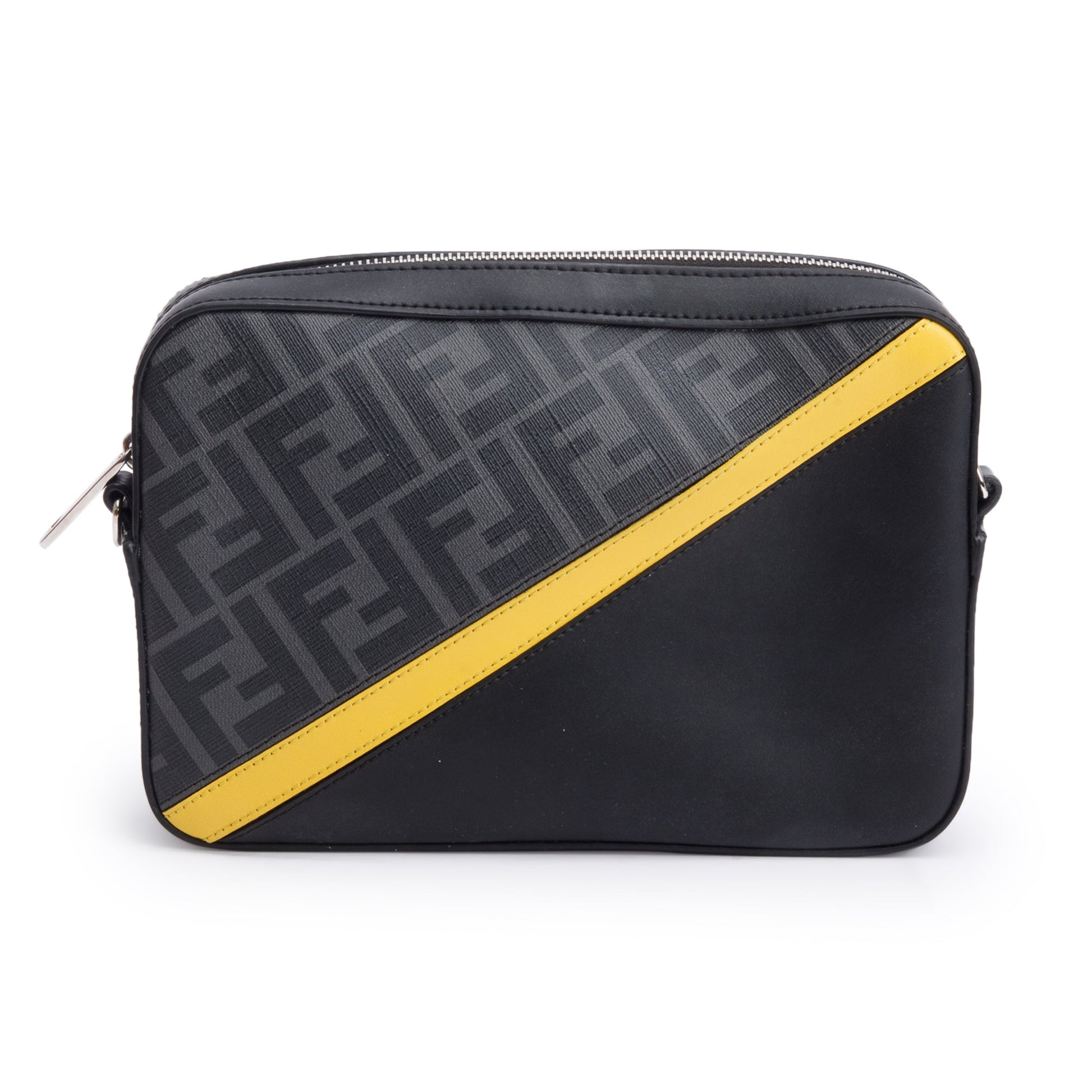 Fendi Vitello Liberty Grey Ff Diagonal Camera Case Leather Canvas Travel Bag